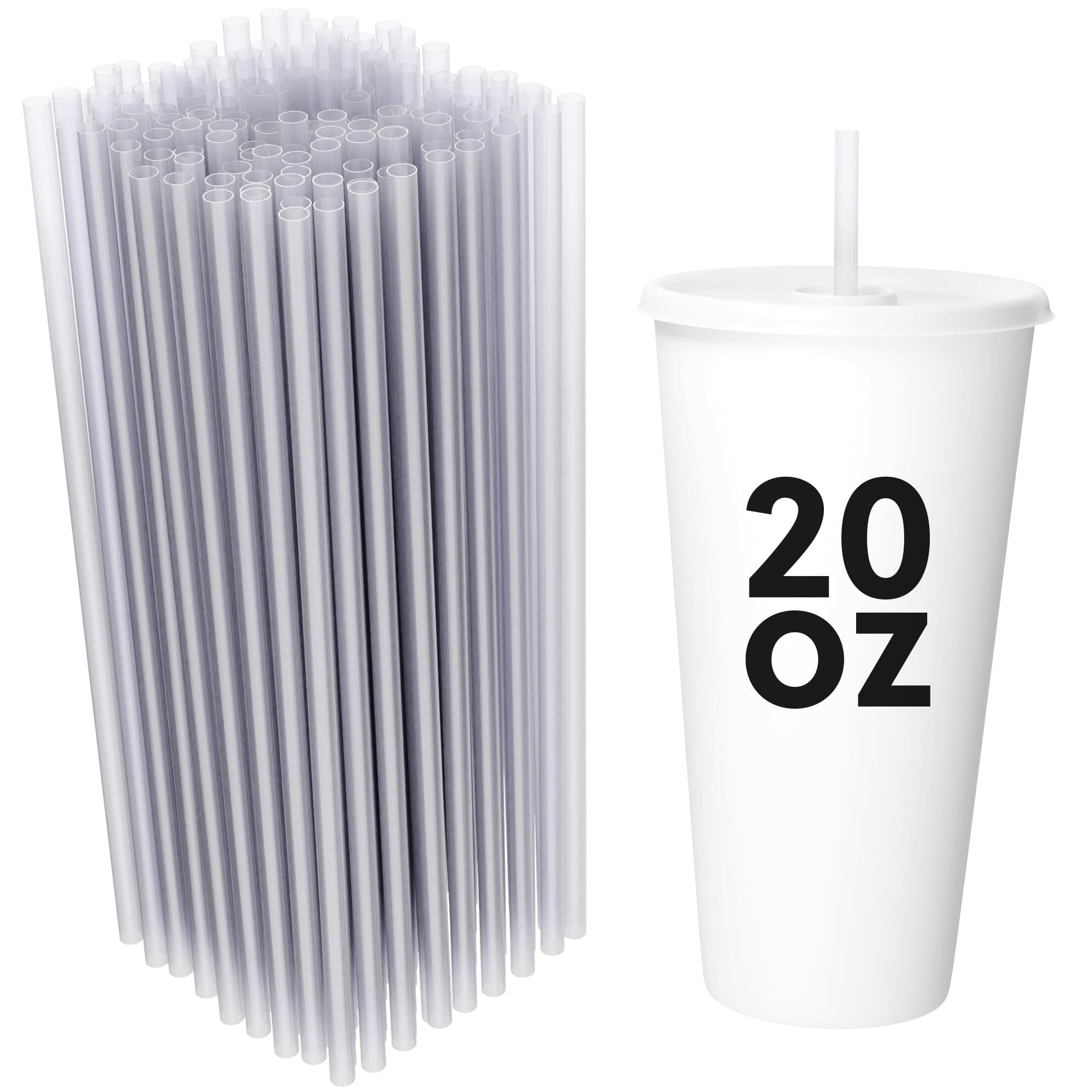 Disposable Plastic Drinking Straws - Straight - 7.75" Long (Clear, 250)