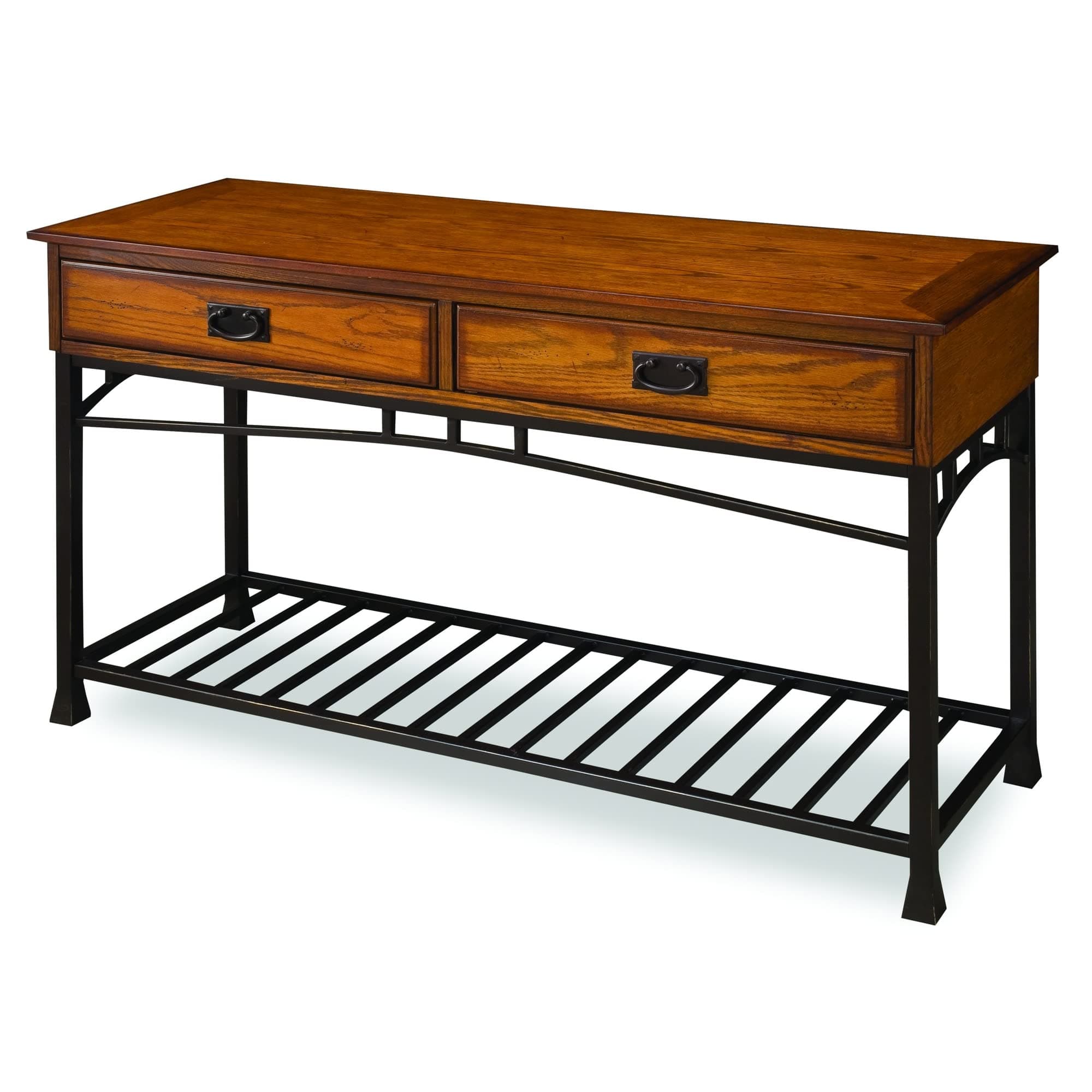 Modern Craftsman Distressed Oak Sofa Table by Home Styles 16D x 44.5W x 20H in