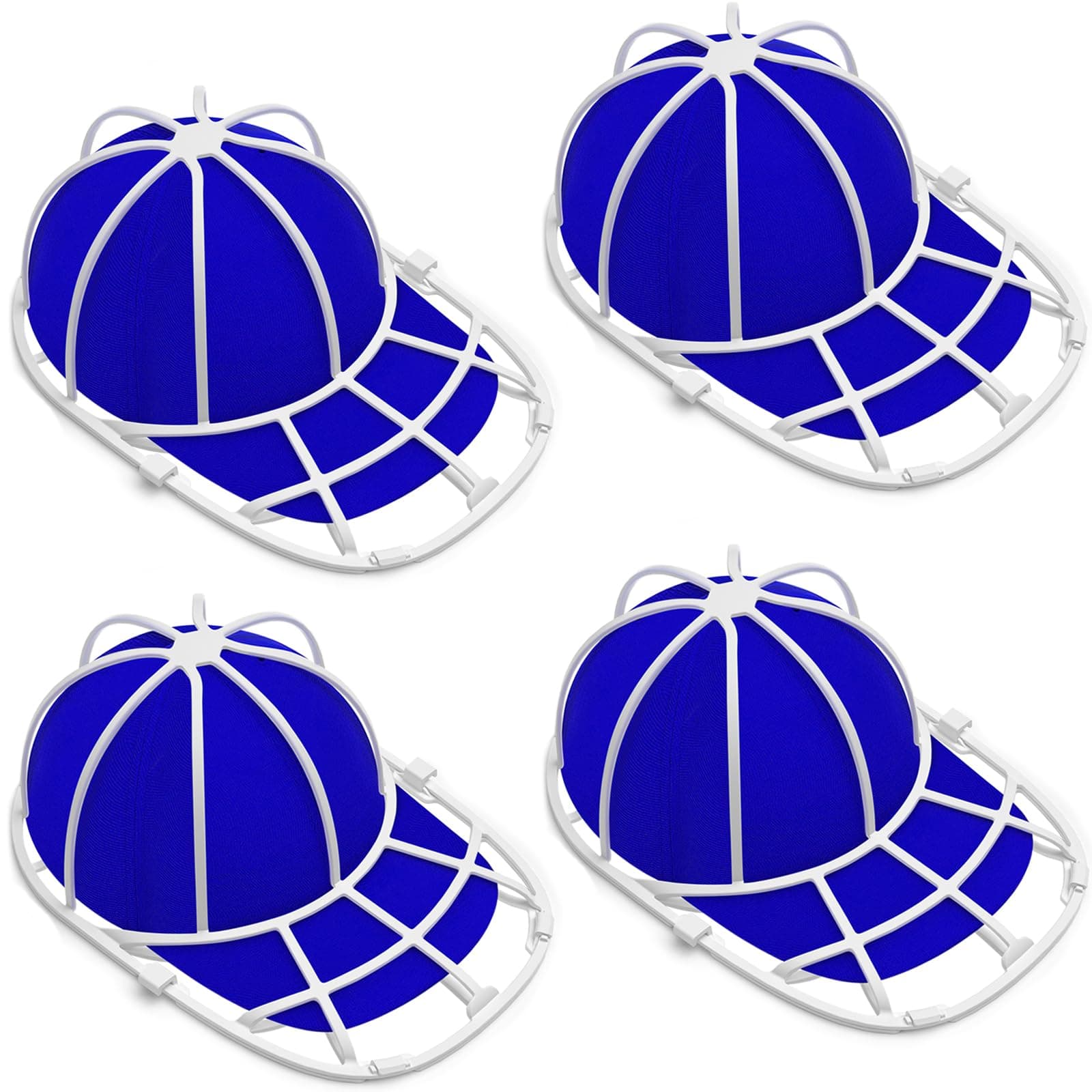 Hat Washer Cage - Protect Shape & Prevent Damage in Washing Machine/Dishwasher, Fits All Baseball Caps,White (4 Pack)