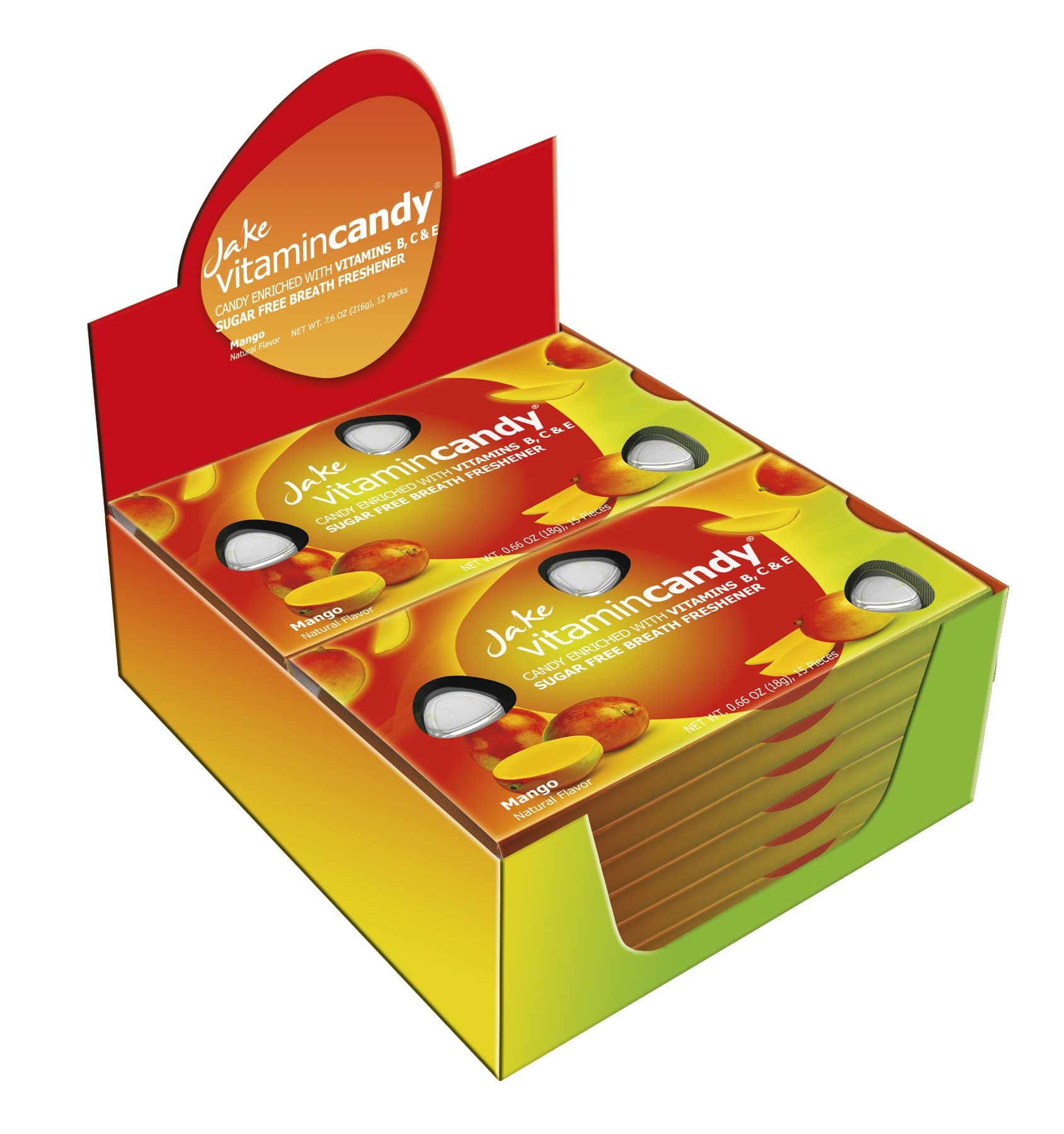 Jake Vitamincandy Mango, Sugar-Free 12 Count (Pack of 12)