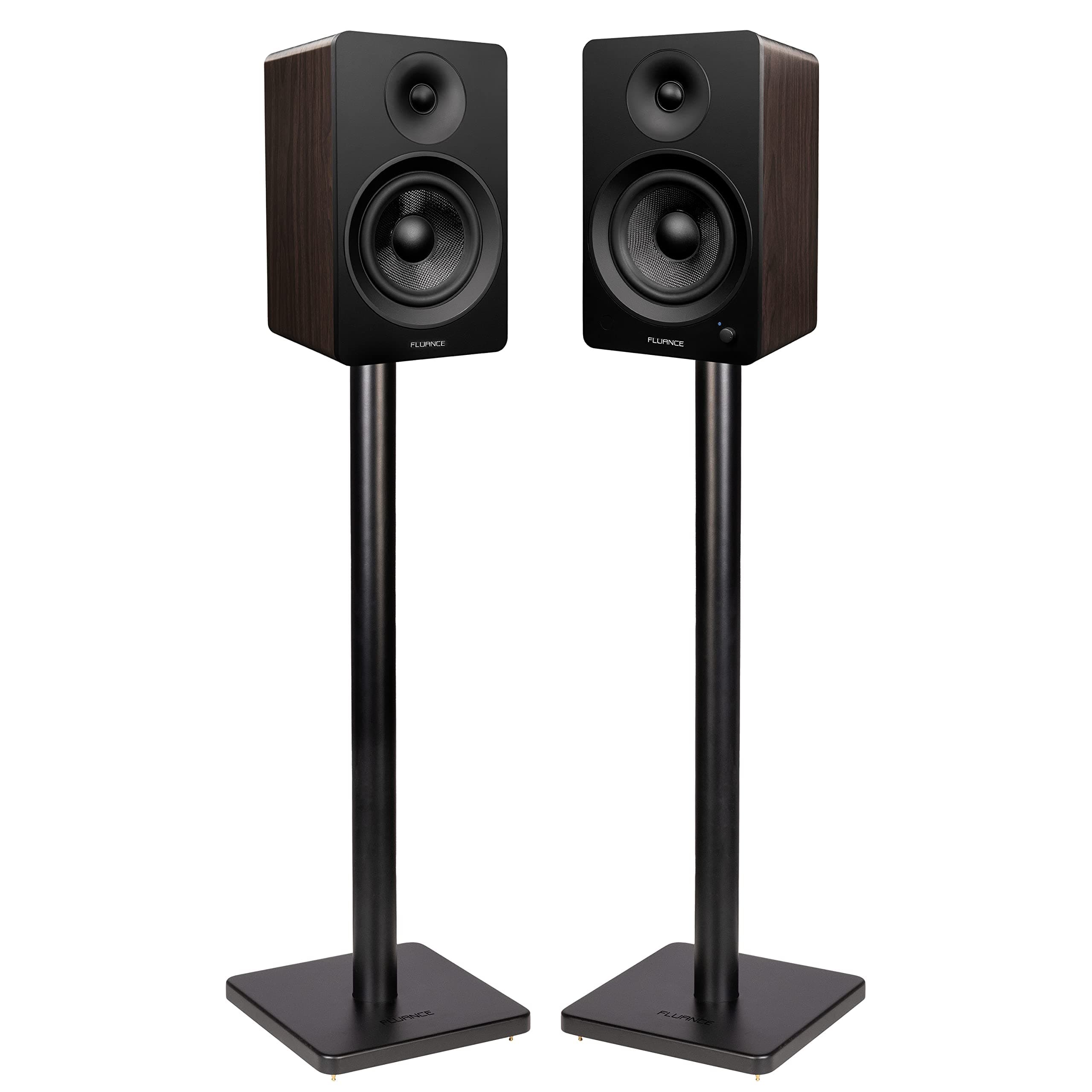 Fluance Ai61 Powered 2-Way 2.0 Stereo Bookshelf Speakers with Speaker Stands 6.5" Drivers 120W Amplifier for Turntable Bluetooth 5 Wireless Music Streaming - RCA Optical USB & Sub Out (Natural Walnut)