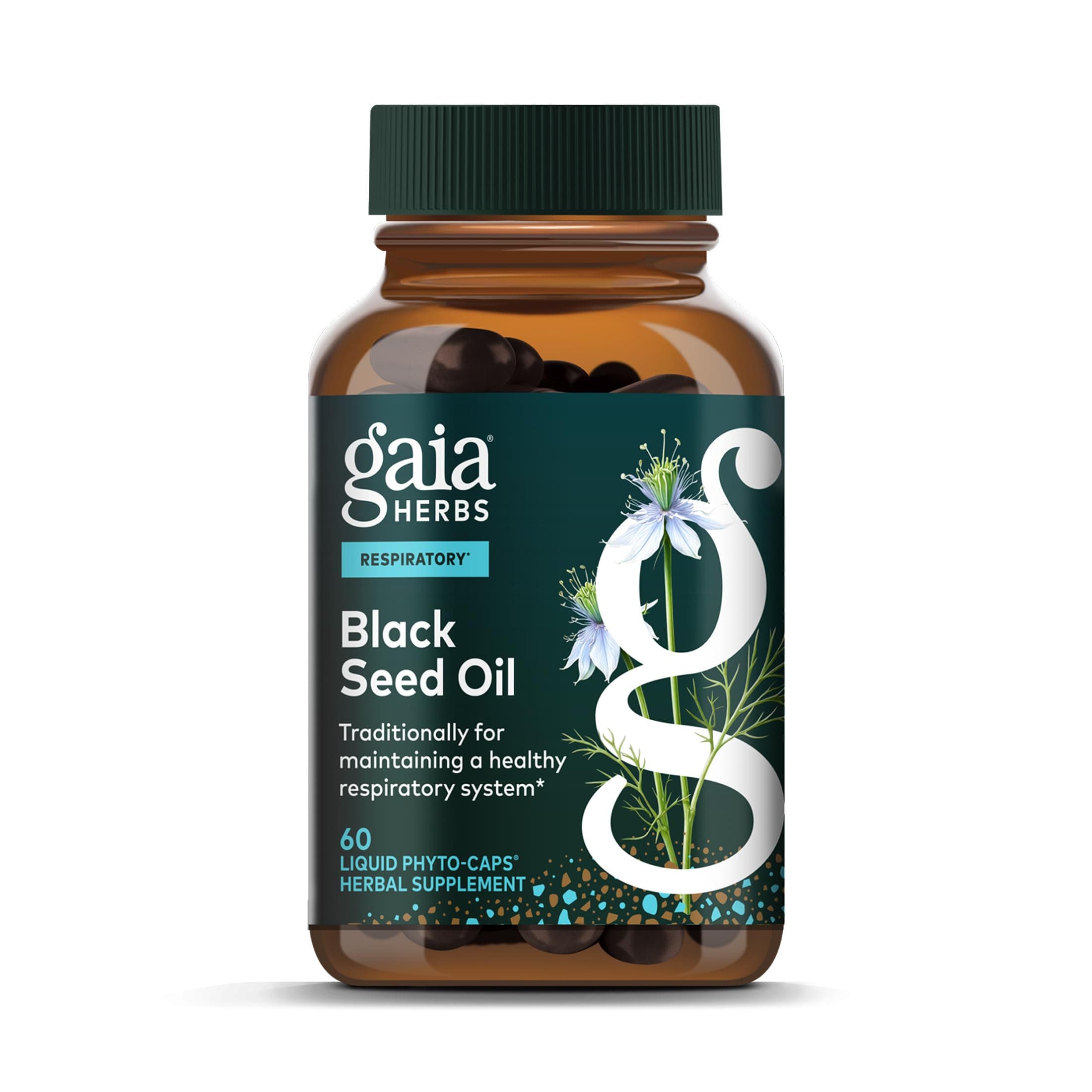 Gaia Herbs Black Seed Oil - Cold-Pressed Capsules for Lung, Respiratory, and Antioxidant Support - with Organic Nigella Seed Oil - Herbal Supplement - 60 Vegan Liquid Phyto-Capsules (30-Day Supply)