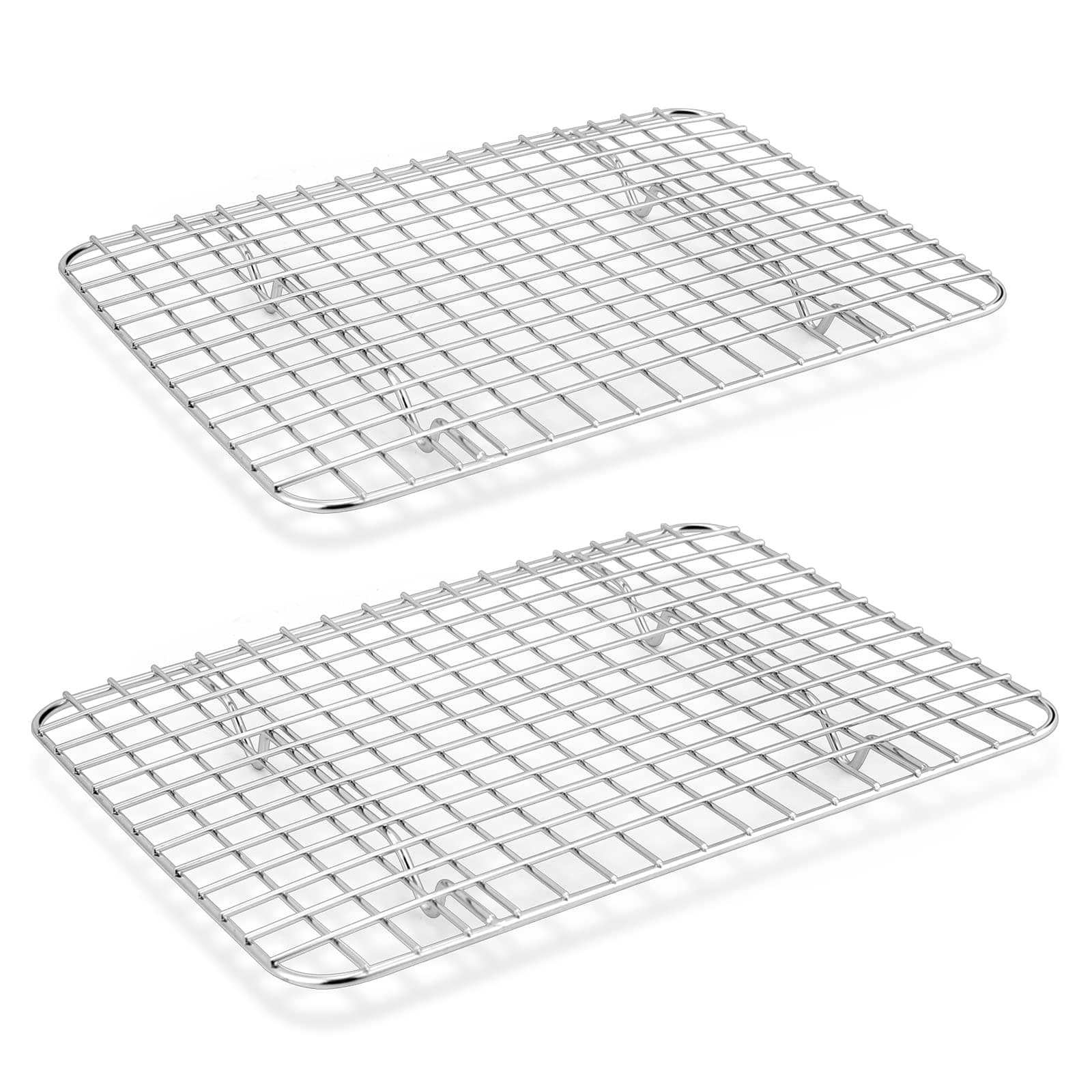 E-far Cooling Baking Rack Set of 2, Stainless Steel Grid Wire Rack for Oven Roasting Cooking Bacon, 11.6” x 9.2” Grilling Broiling Racks for Cooling Cookie Cake, Non-toxic & Dishwasher Safe