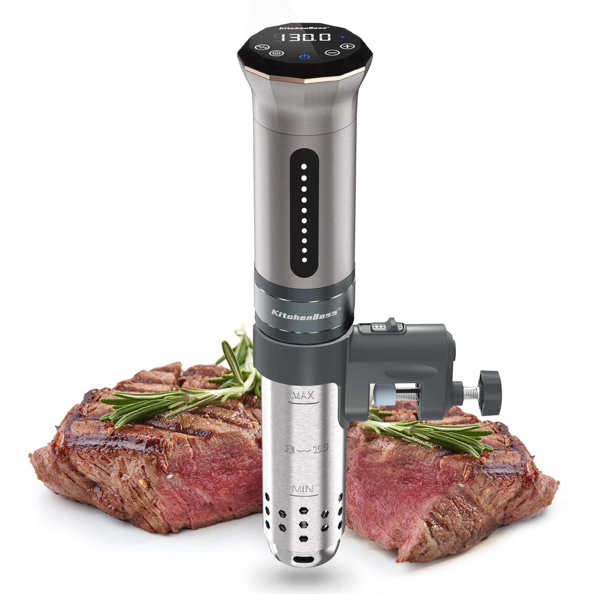 KitchenBoss Sous Vide Cooker Machine: Ultra-quiet 1100 Watts Sous Vide Precision Cooker IPX7 Waterproof Stainless Steel, Suvee Cooker Immersion Circulator Accurate Temp Digital LED Touch Screen G300S