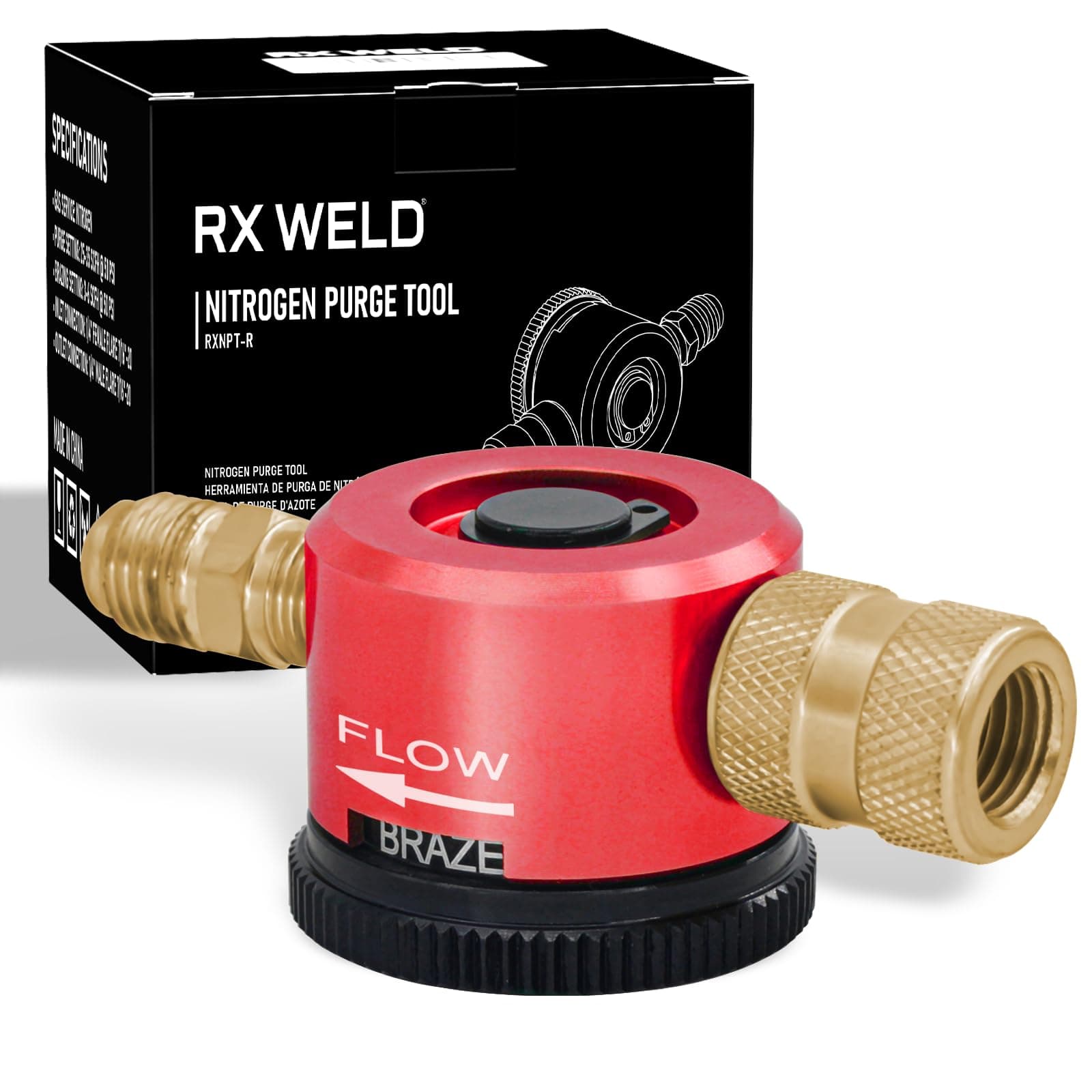 RX WELD Nitrogen Purge Tool, Hvac Nitrogen Regulator Durable Brass, Red