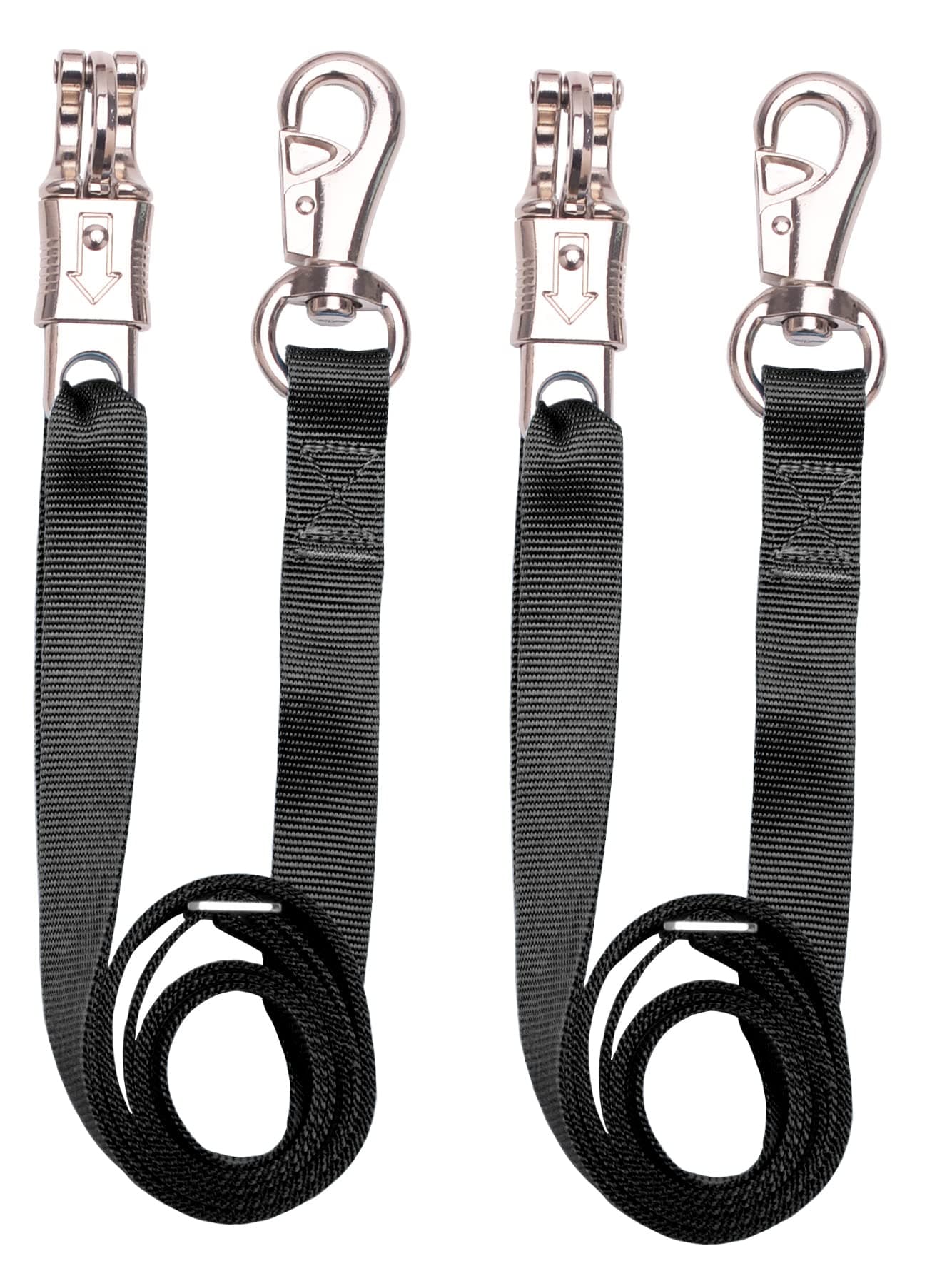 Adjustable Nylon Cross Ties (2 Pack)-Cross Tie with Panic Snap and Bull Snap - Adjusts from 44.5" to 78.3" (Black)
