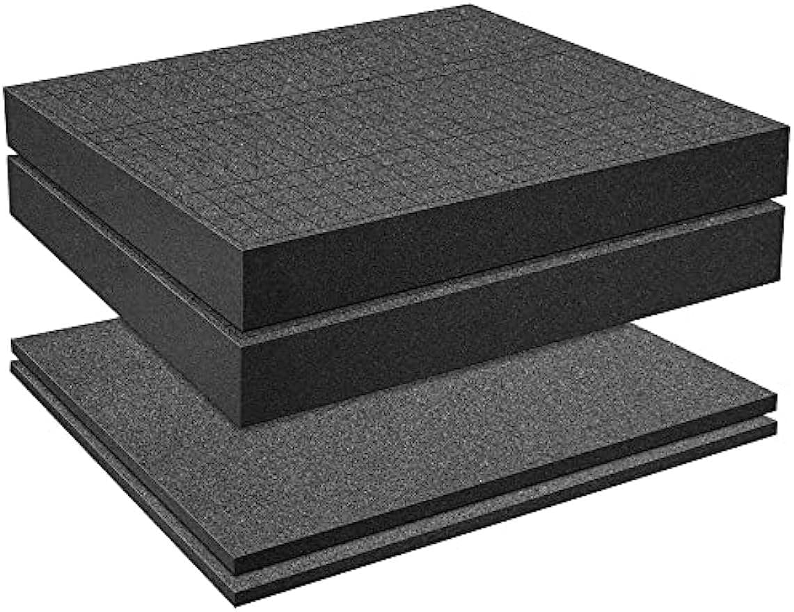 Pick and Pluck Pre-Cubed Foam with bottoms - 2 Sets - Customizable Polyurethane Protective Foam for Tool Drawers, Gun Case, Camera Cases, Board Game Box, Storage Drawer Foam, Foam (Length 12 Inch)