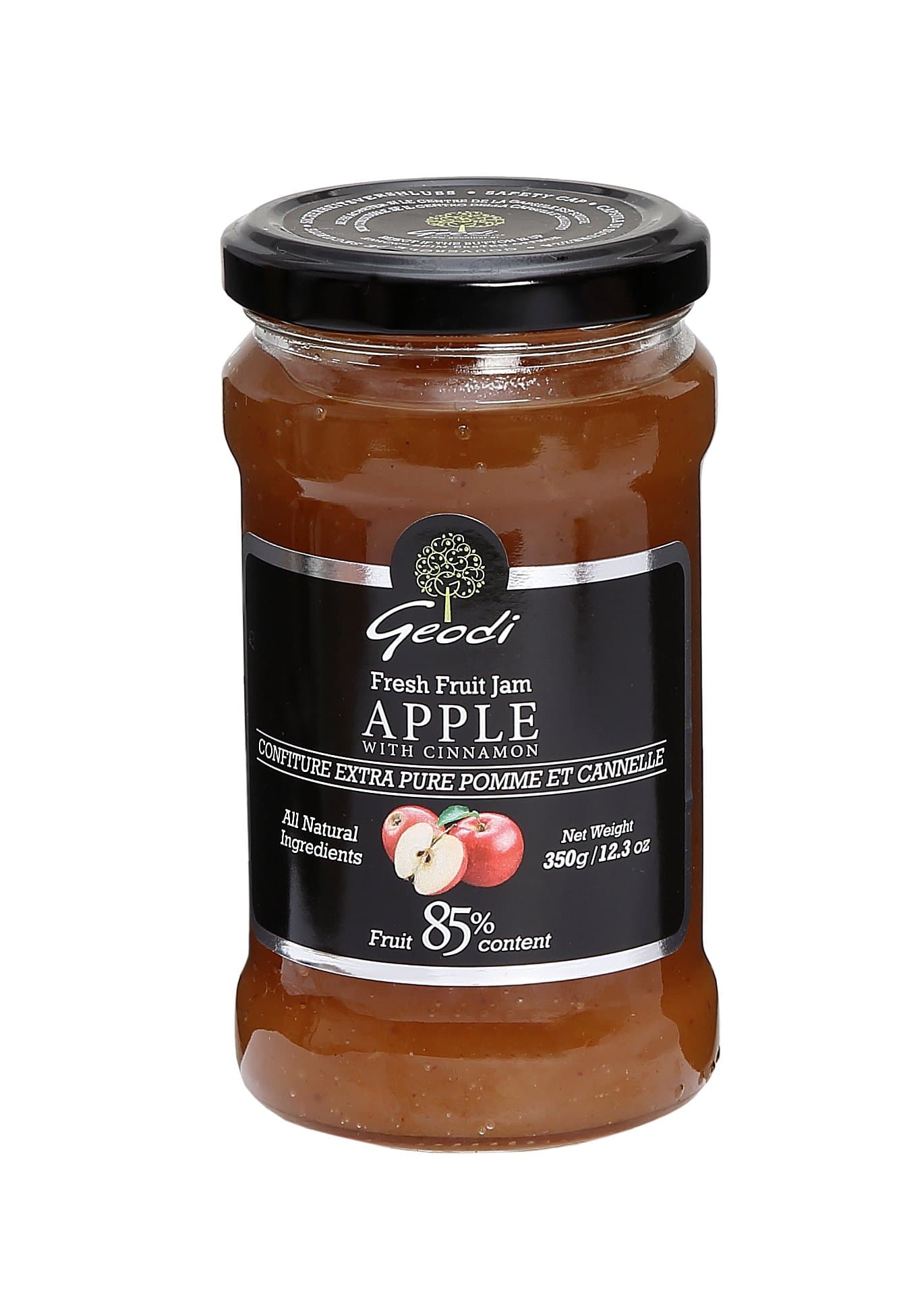 Geodi Pure Extra 85% Fruit Apple with Cinnamon Jam, 350 g (Pack of 2)