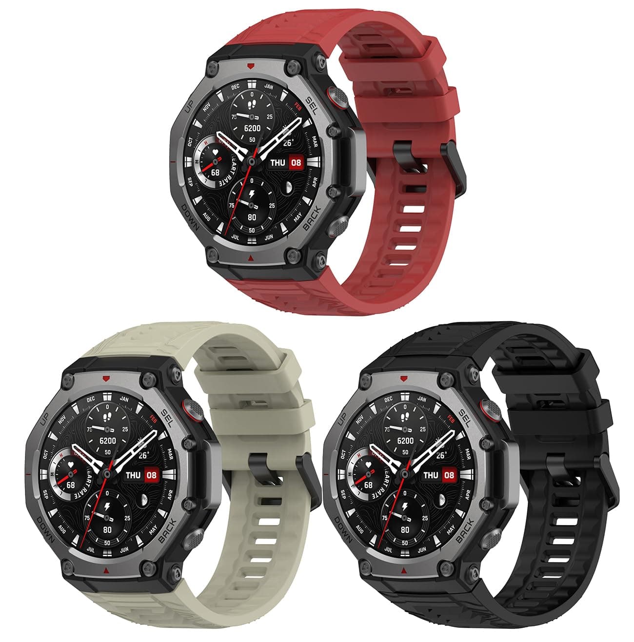 TenCloud Watch Strap Accessory Band Soft Silicone Sport Bands Compatible with Amazfit T-Rex 3 Smartwatch for Men