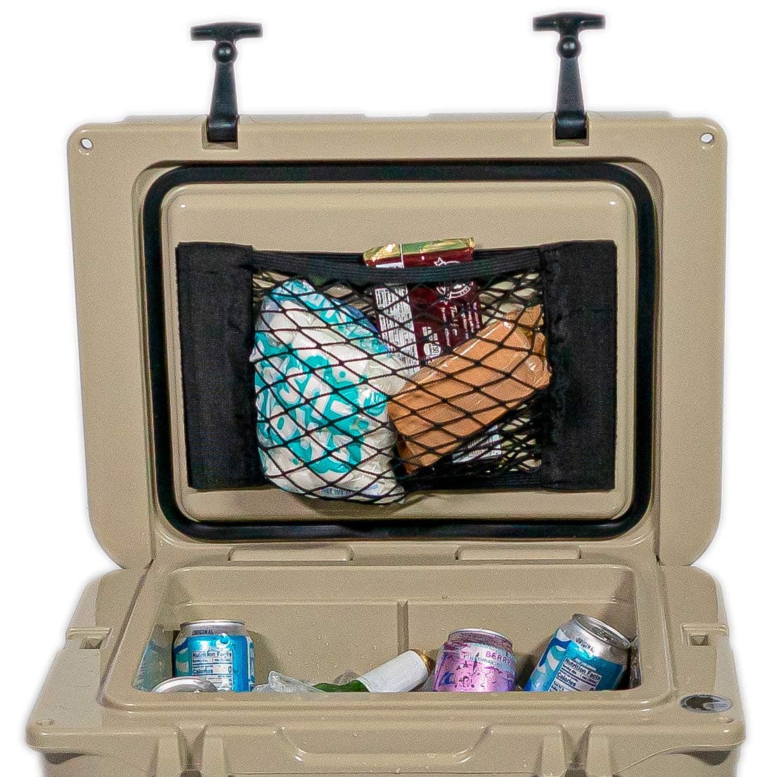 Cooler Net for Dry Storage and Organization | Compatible with Yeti, Coleman, Igloo, Lifetime, Pelican, Canyon Ice Chests | Compatible with Cooler Lights, Wheel Kits, Camping Accessories, and Tailgating Accessories