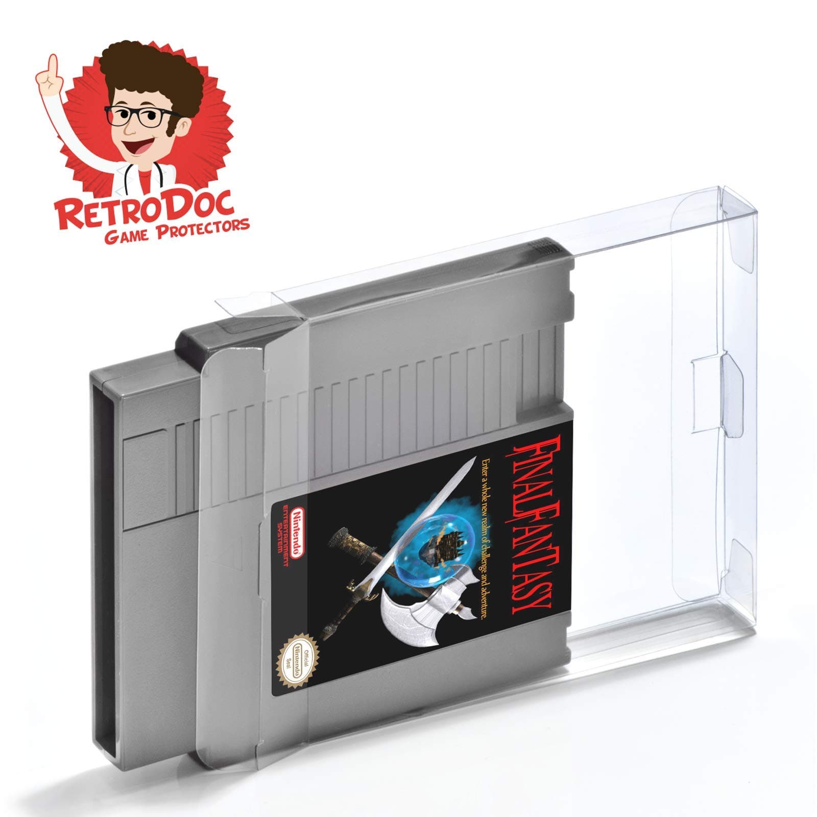 20 Game Box Protectors for Nintendo Entertainment Game Carts Modules - Perfect Snug Fit and Crystal Clear - PET 0,3MM - Retro Doc Game Protectors - NES Cart - Extra Tabs - Extra Protective Foil – Case - Cases