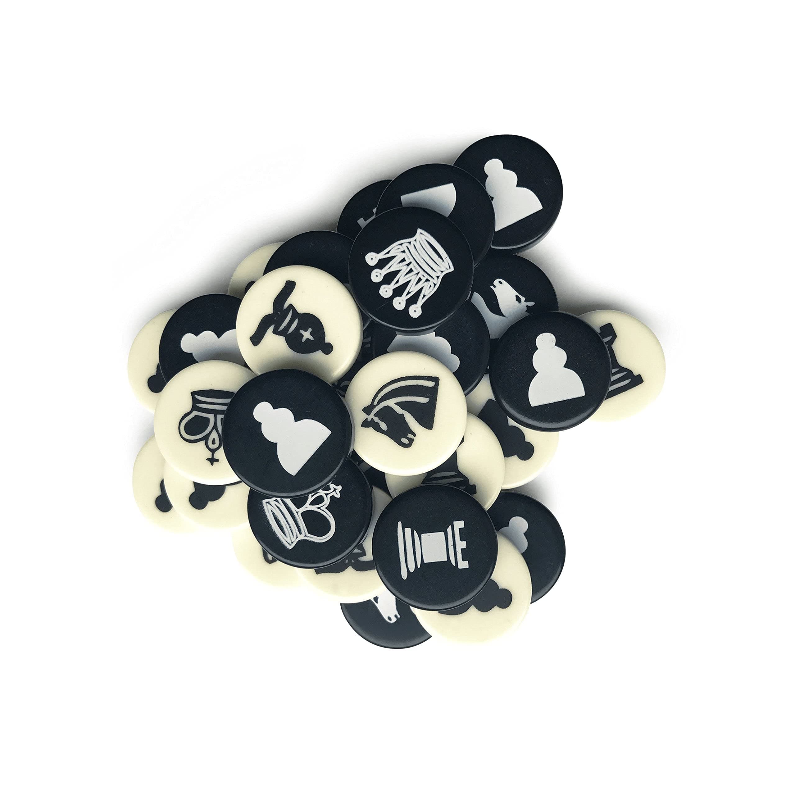 Sondergut Travel Chess Replacement Pieces - 32 Count- Flat Travel Size 2 CM Checkers Chessmen, Melamine Stones - One Side Blank for Checkers- for Travel Games, Standard Game Boards, Etc…
