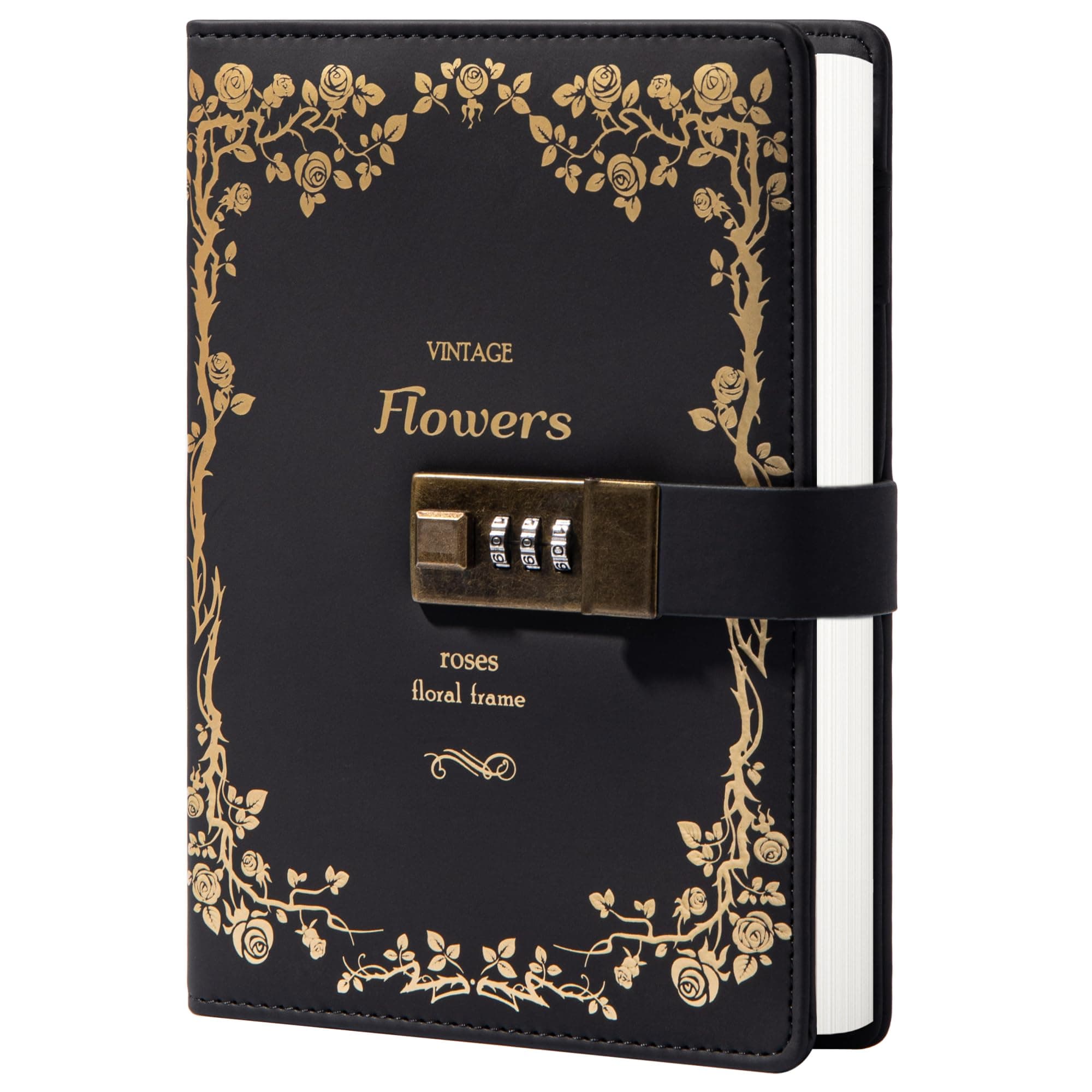 TIEFOSSI A5 Leather Journal Notebook with Combination Lock, Travel Sailor Writing Diary Personal Planner Organizers As Gift for Girls Boys Women, 7.87 X 5.51 in