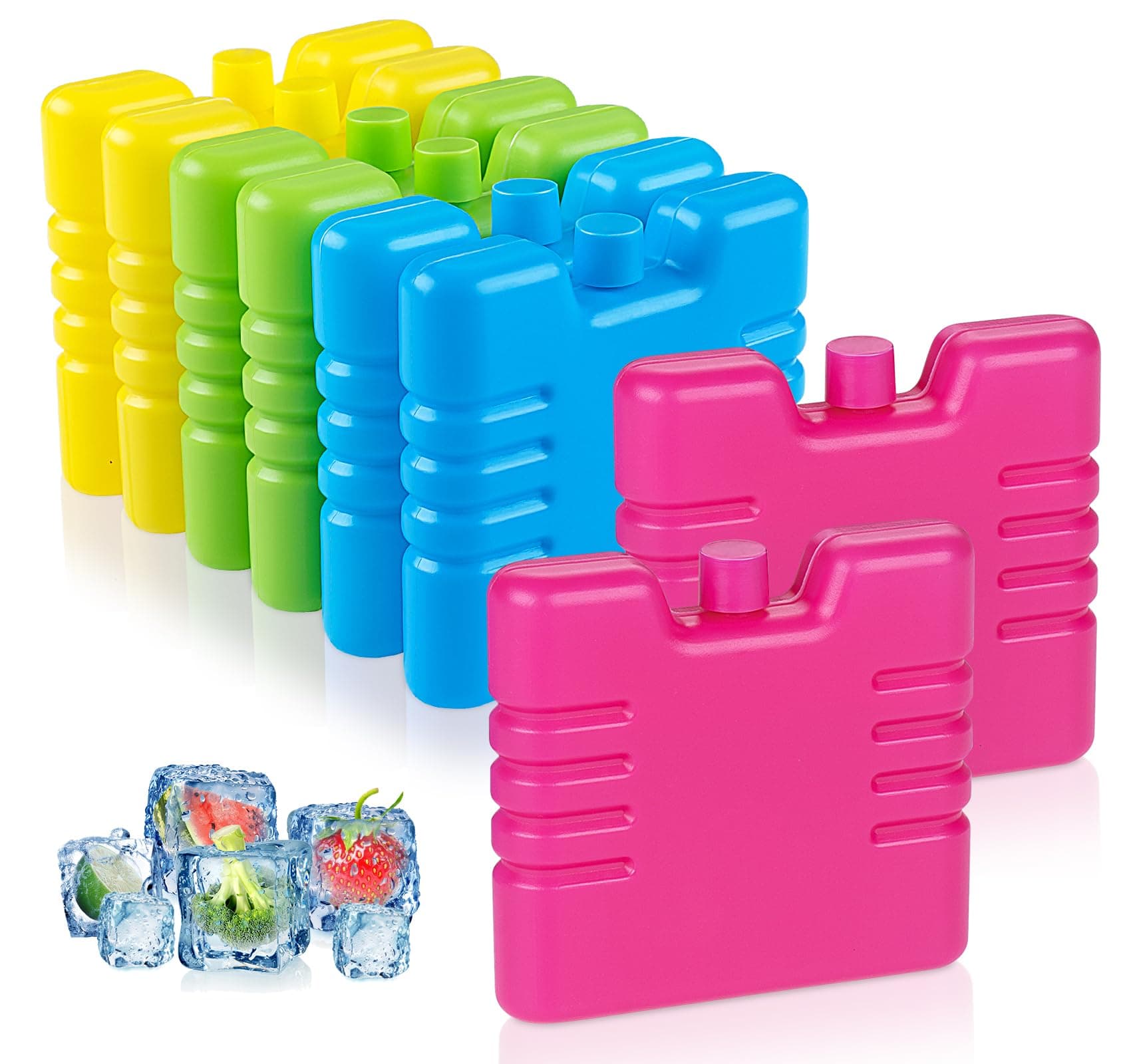 Homewit 8 Pack Mini Ice Packs for Cool Box,Reusable Ice Blocks for Ice Bath,Light Weight Long Lasting Portable Freezer blocks for Travel, Picnic, Cool Box Camping