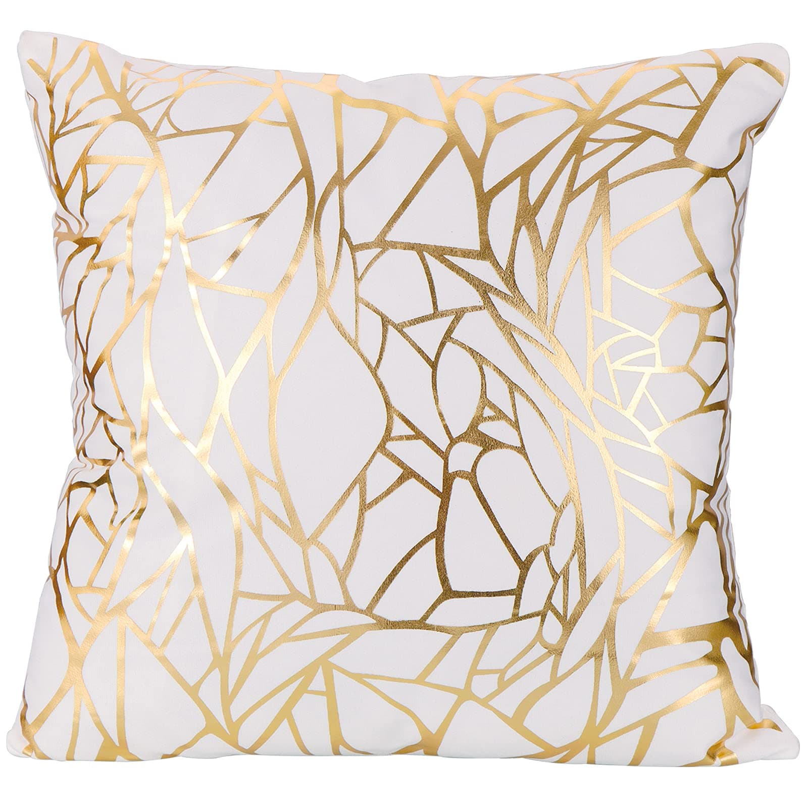 White Sofa Throw Pillow Covers 18 x 18 (45cm x 45cm) Gold Stamping Love Tree Geometric Square Decorative Super Soft Cushion Cover for Sofa Couch Patio (Irregular)