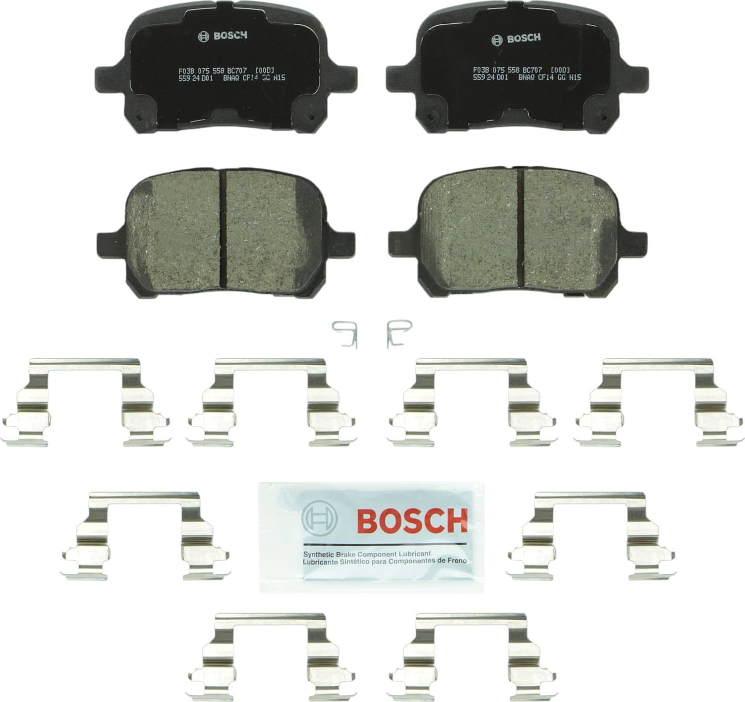 BOSCH BC707 QuietCast Premium Ceramic Disc Brake Pad Set - Compatible with Select Lexus ES300, RX300; Toyota Avalon, Camry, Solara; FRONT