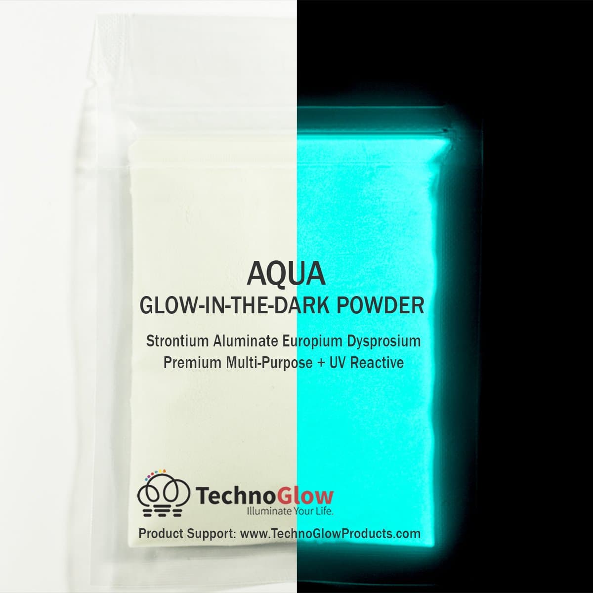 Glow in The Dark Powder - Multipurpose PRO-Series Glow Colors (Natural Aqua, 1 Ounce (28g))
