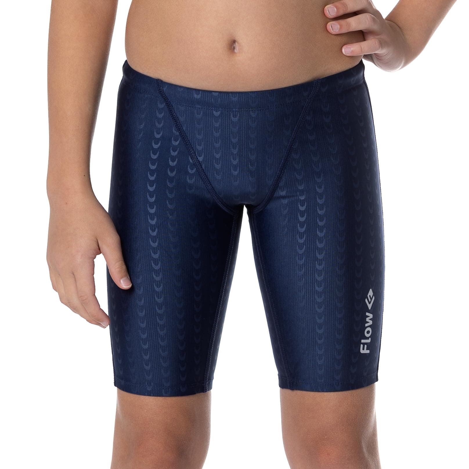 Flow Accelerate Swim Jammers for Boys - Size 21 to 32 Swimming Jammer Shorts in Black, Navy, and Blue