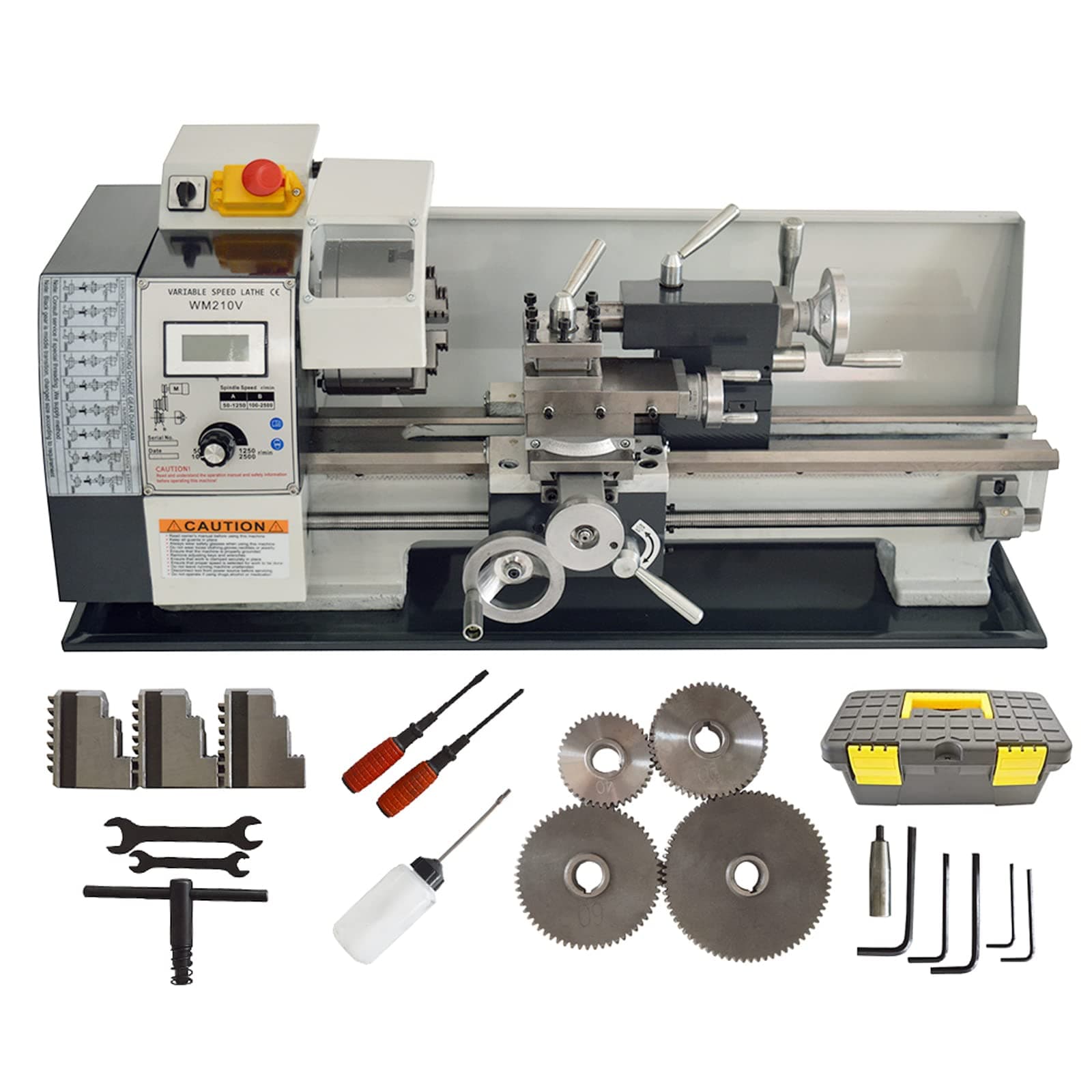 Techtongda 8X16" Metal Lathe Variable Speed Bench Lathe with 900W Brushless Motor Bench Lathe 110V MT5