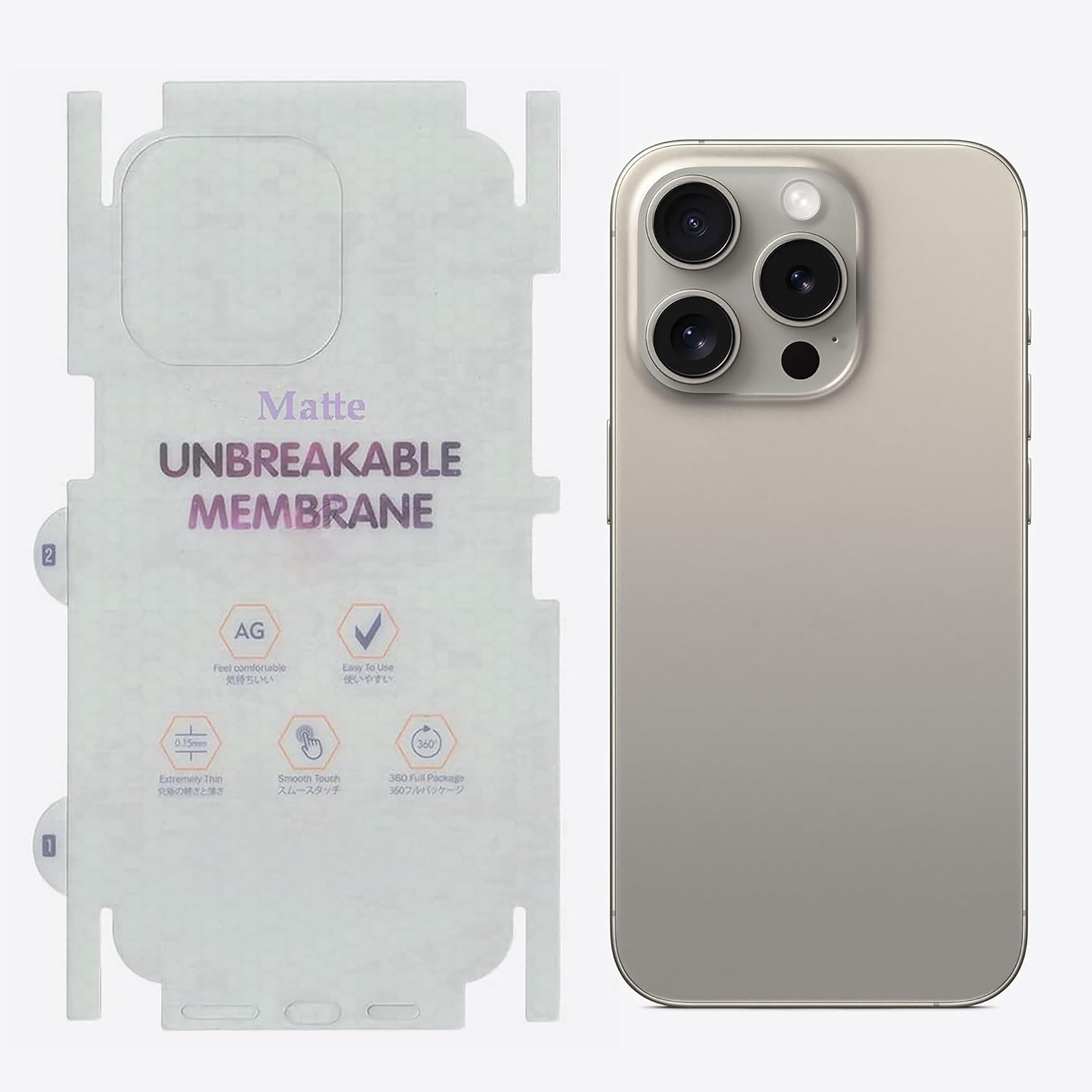 Blyton Back Screen Protector | Transparent Matte TPU Film Scratch Guard, Case-Friendly, Compatible with iPhone 15 Pro Max (Back & Side)