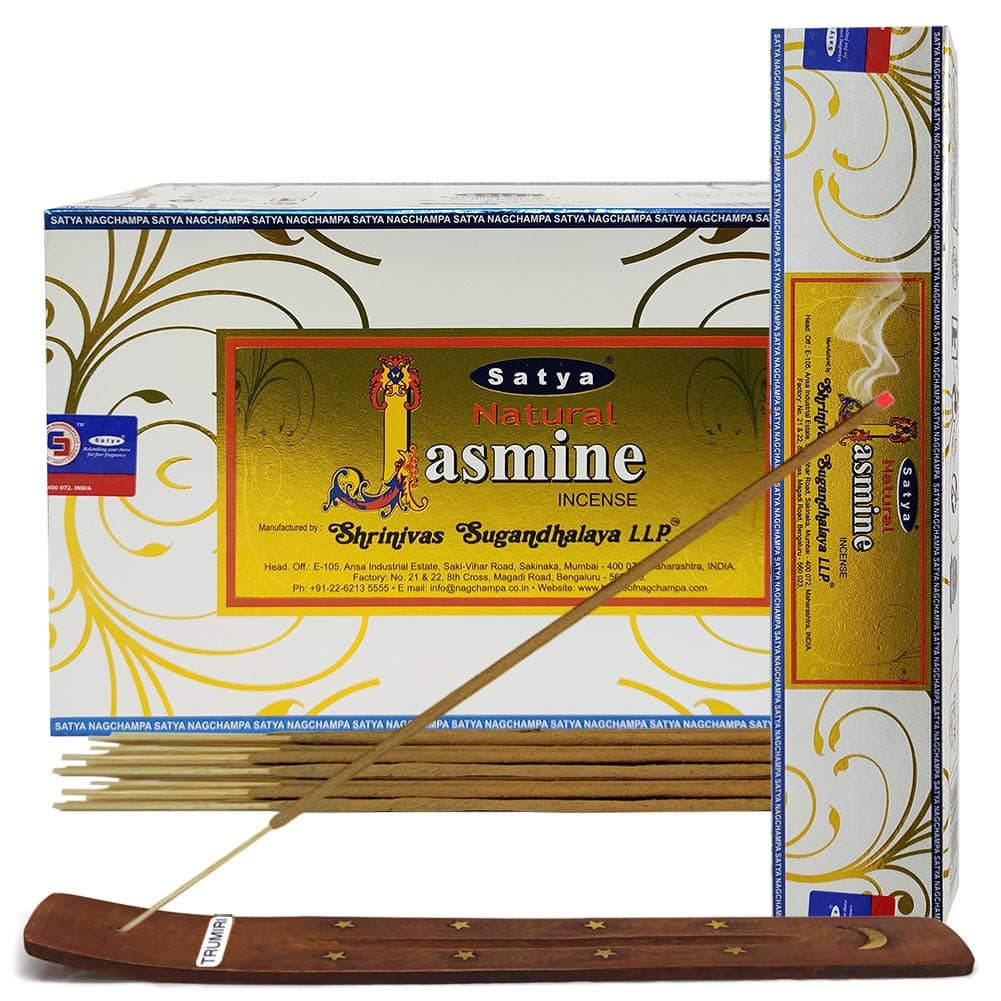 Natural Jasmine Incense Sticks and Incense Stick Holder Bundle Insence Insense Satya
