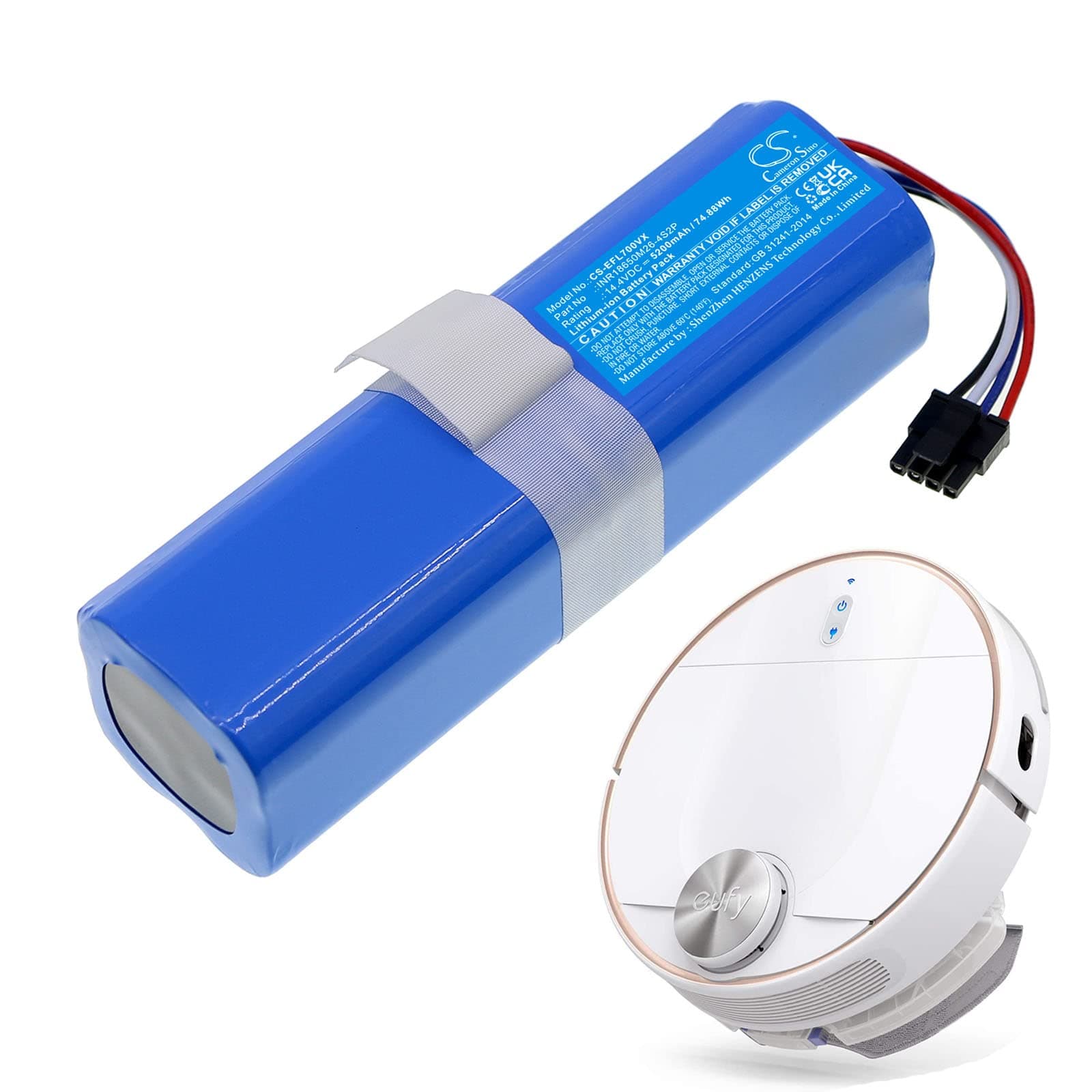 Cameron Sino New 5200mAh Replacement Battery for Eufy Robovac L70 Hybrid, T2190, T2190G21, PN. INR18650M26-4S2P