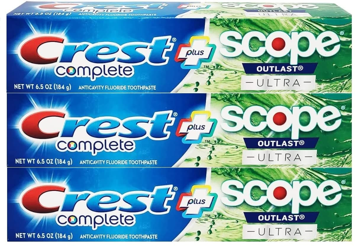CrestComplete Whitening Plus Scope Outlast Ultra Toothpaste 6.5 oz (184g) - Pack of 3