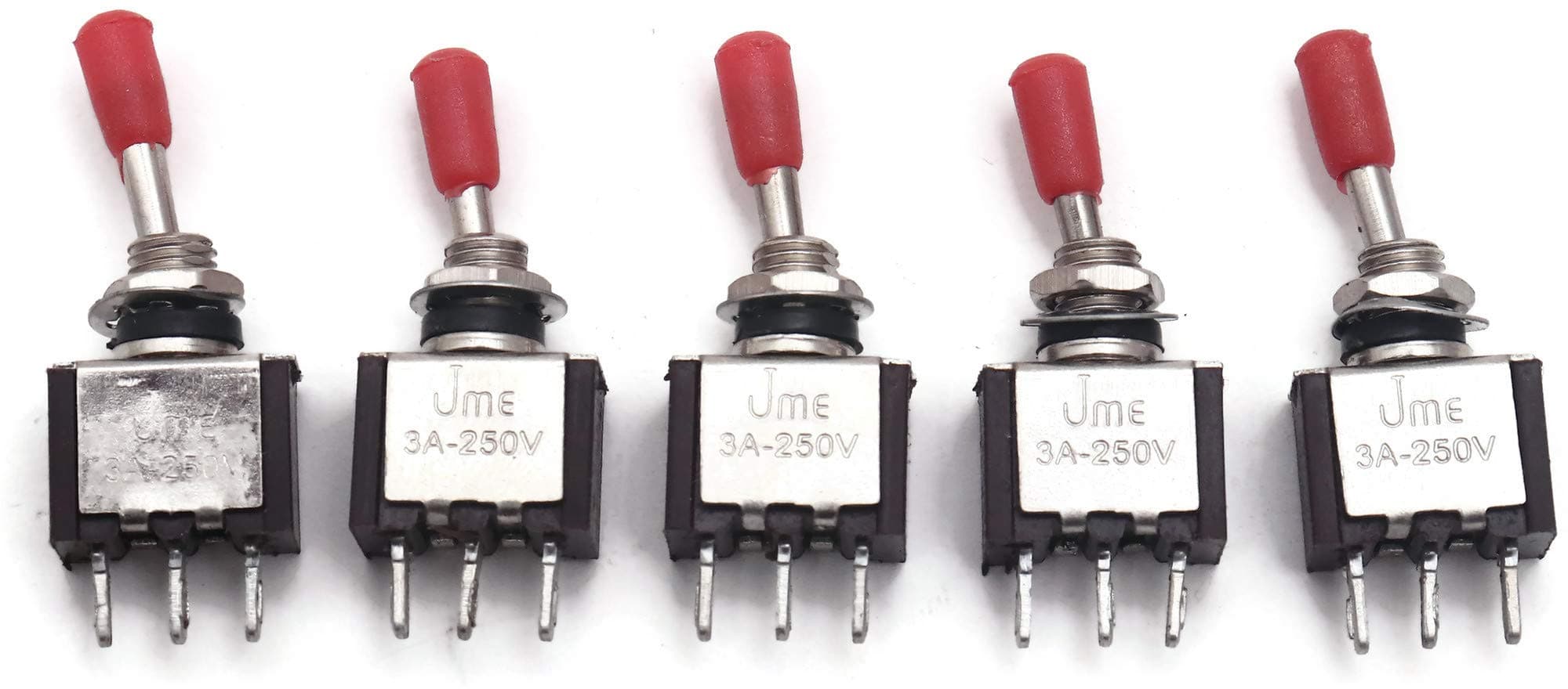 Electronicspices Electrical Toggle Switch, ST, ON-OFF, 3 A/250V AC, 3 PIN ON/OFF Spade Terminal - PACK OF 5