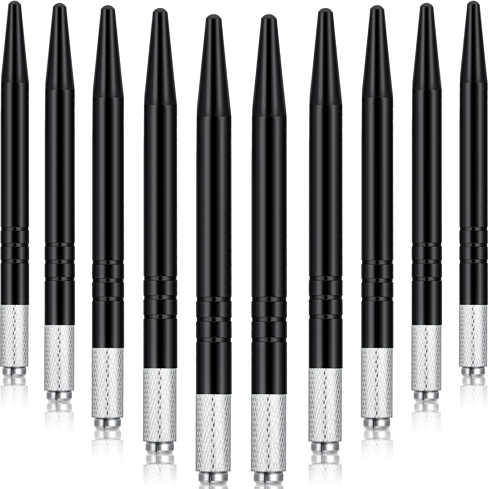 Chumia 10 Pieces Microblading Pens Manual Eyebrow Pens Microblade Pen Aluminum Microblading Hand Tools Light Manual Microblade Tool Microblade Holder for Makeup Supplies Salons (Black)
