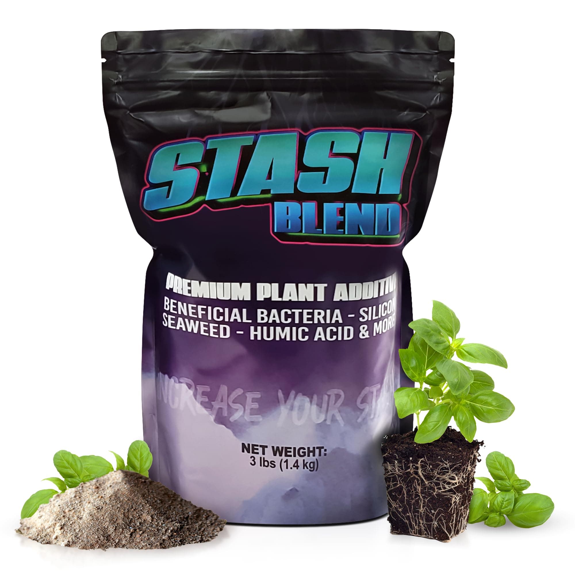 Stash Blend Premium Plant Additive Root Hormone for Plants - with Corn-Steep Liquor, Seaweed Powder, Humic Acid, Mycorrhizae, Microbial Bacteria, Soluble Silicon - Ideal for Gardeners and Growers
