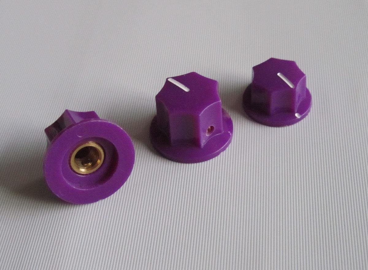 purple large and small jazz bass Knobs 1/4 inches, 3 pieces