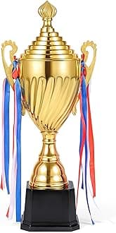 Caydo Gold Award Trophy Large Winner Trophy Cup with Golden Pen for Kids and Adults for Sports, Competitions, Tournaments