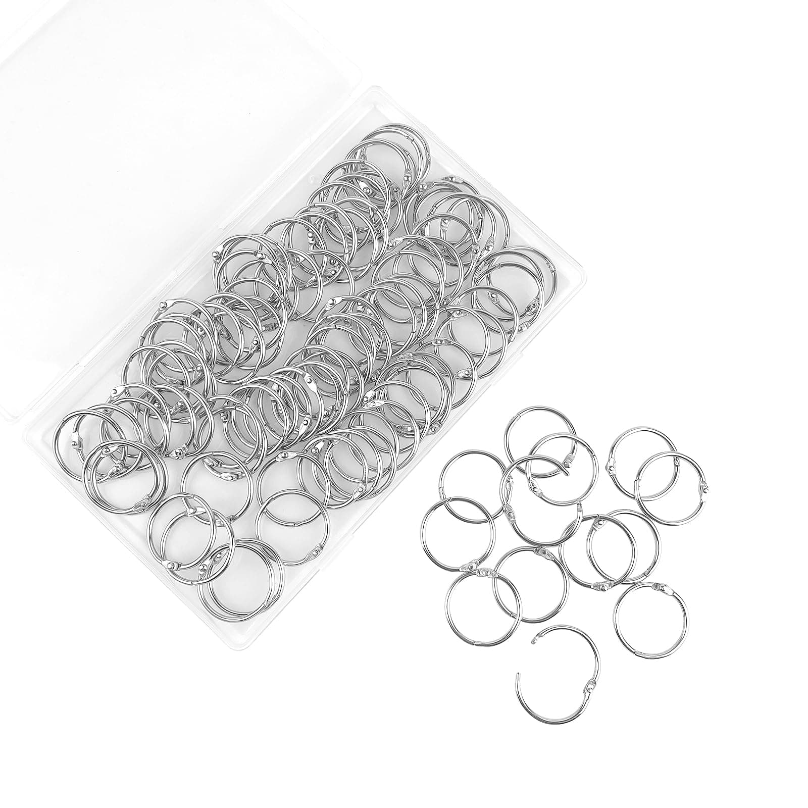 Loose Leaf Binder Office Book Rings 1-Inch(100 Pack), with Metal Nickel Plated for Key,for Index Cards and School,Sliver