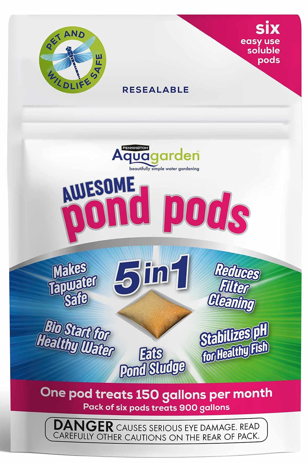 Awesome Pond Pods, Eats Pond Sludge, Makes Tapwater Safe, Reduces Filter Cleaning - 6 Pack,Brown