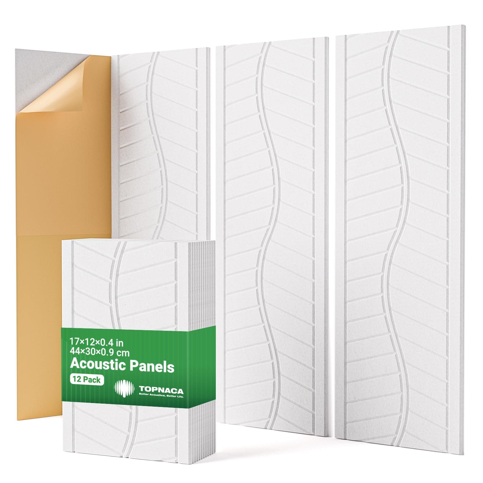 Sound Proof Panels for Walls, 17"×11"×0.4" Self Adhesive Soundproof Wall Panels, 12 Pack High Density Acoustic Panels,Soundproofing for Recording Studio Home Offices (White)