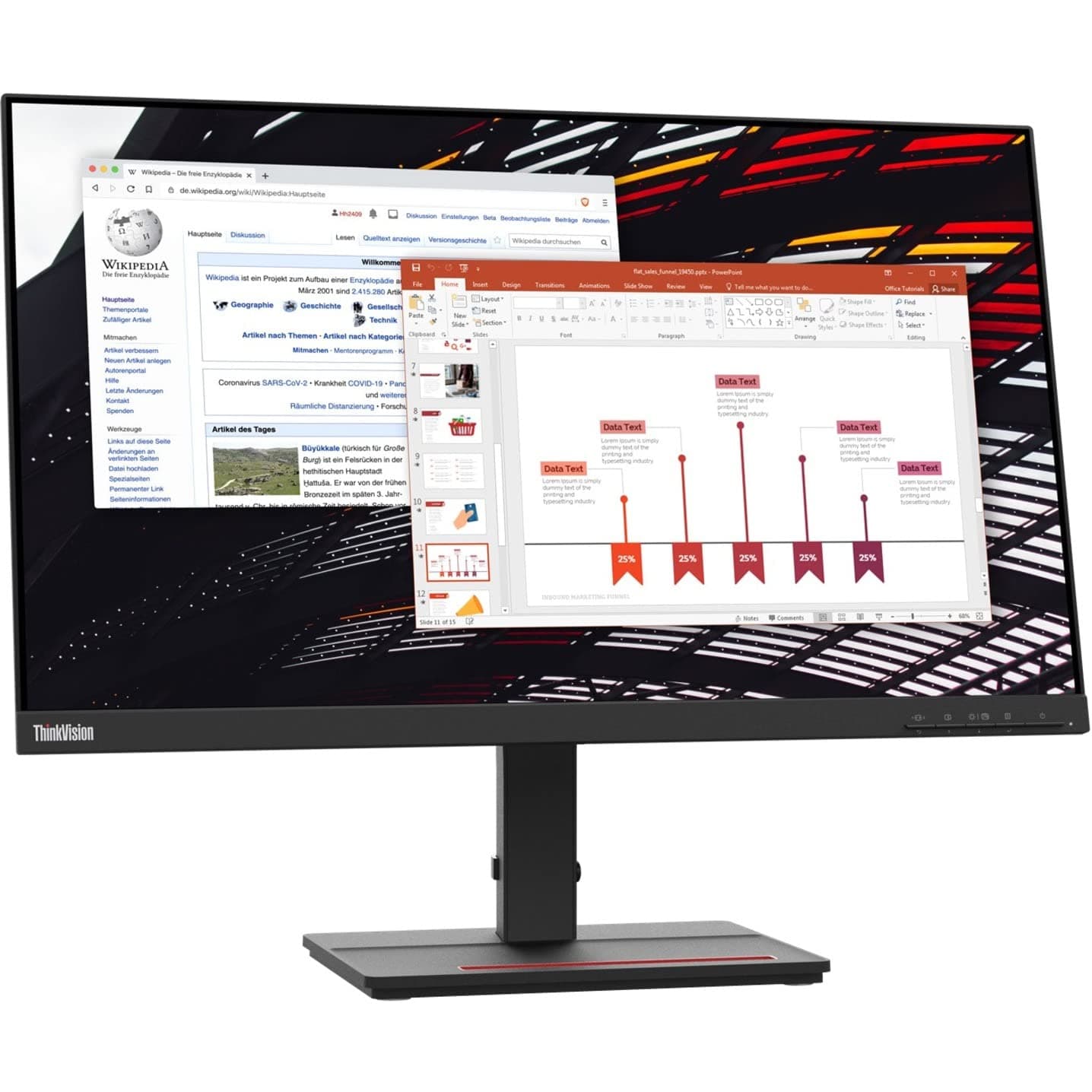 ThinkVision S24e-20 23.8" Full HD WLED LCD Monitor - 16:9 - Raven Black