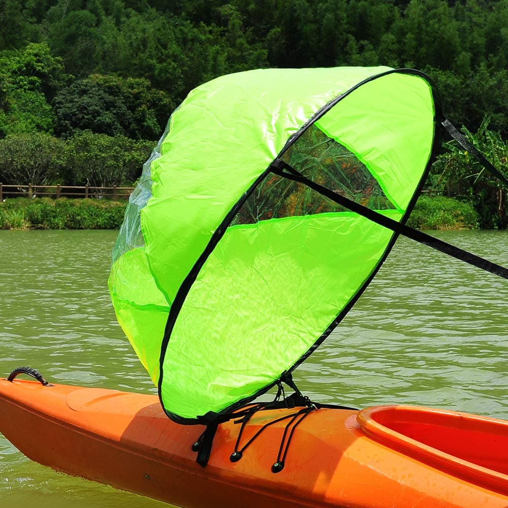 Tandem Clear Kayak Wind Sail Kit Downwind Paddle Popup Board Inflatable Foldable Canoe Boats Accessories 42 Inches Durable Surfing Easy Setup Deploys Quickly Compact Portable