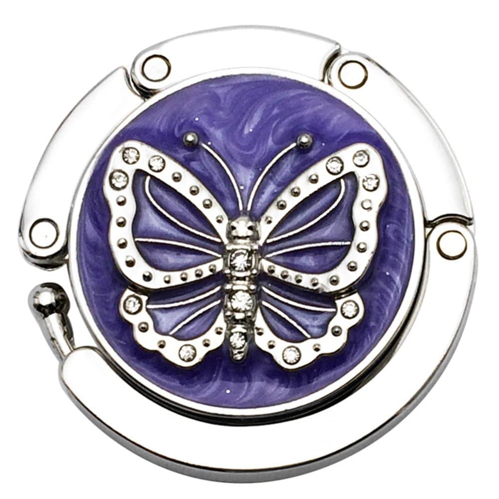 SPHTOEO Purple Butterfly Foldable Handbag Hanger Folding Table Hanger