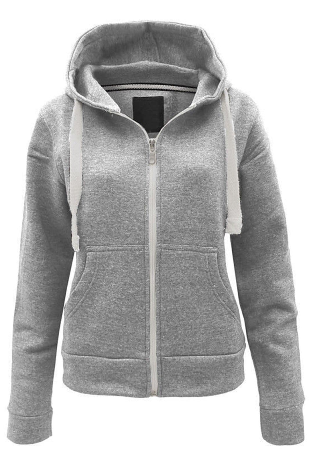 PLAIN COLOUR HOODIE (S (UK 8), SILVER GREY)