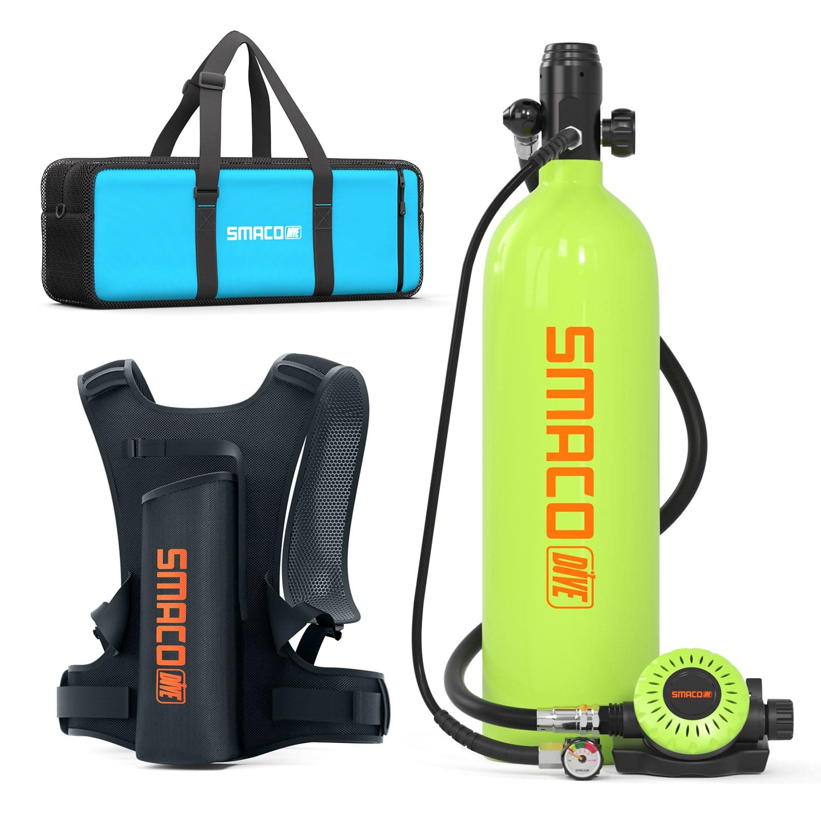 S700 Plus Mini Scuba Tank 1.9L Portable Diving Tank Reusable Pony Bottle for Underwater Exploration Lung Air Tank Kit Diving Cylinder for Emergency Rescue Boat Cleaning Backup Air Source