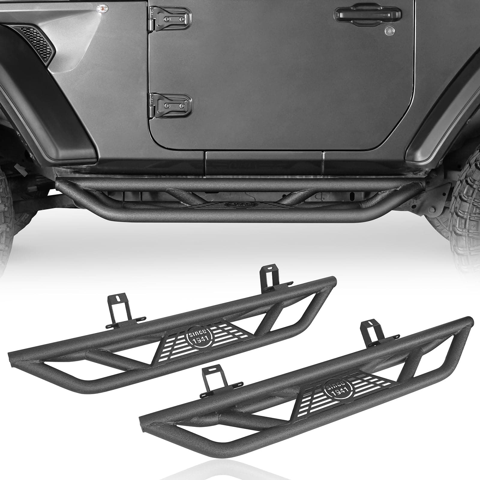 Hooke Road JL 2 Doors Side Steps Running Boards Tubular Nerf Step Bar Armor Rock Slider Rail for Jeep Wrangler JL 2018-2026