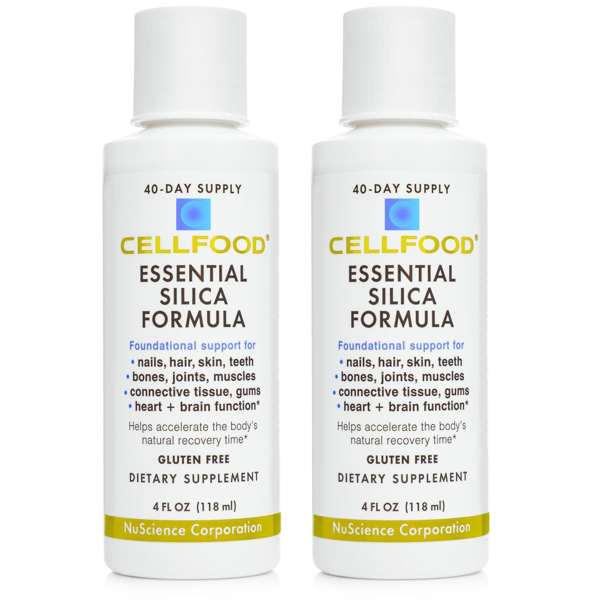Cellfood Essential Silica Anti-Aging Formula, 4 fl oz, 2 Pack - Supports Healthy Bones, Joints, Hair, Skin, Nails, Teeth & Gums - Easy to Absorb - Gluten Free, Thiaminase Free, Non-GMO - 80-Day Supply