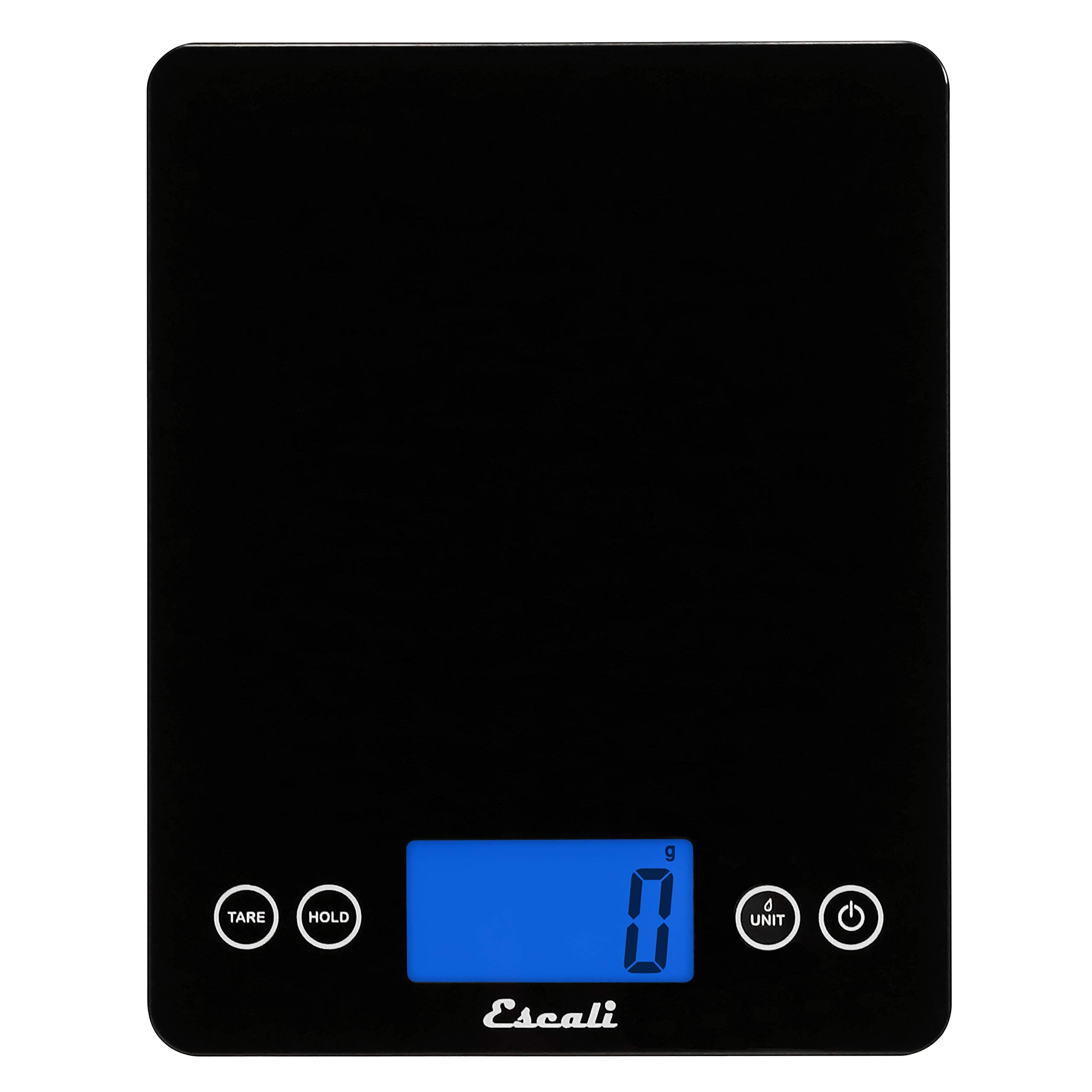 Escali2210IB ArtiXL Extra-Large Glass Digital LCD Display Kitchen Scale, Measures Liquid and Dry Ingredients, Tare Function, 22lb Capacity, Black