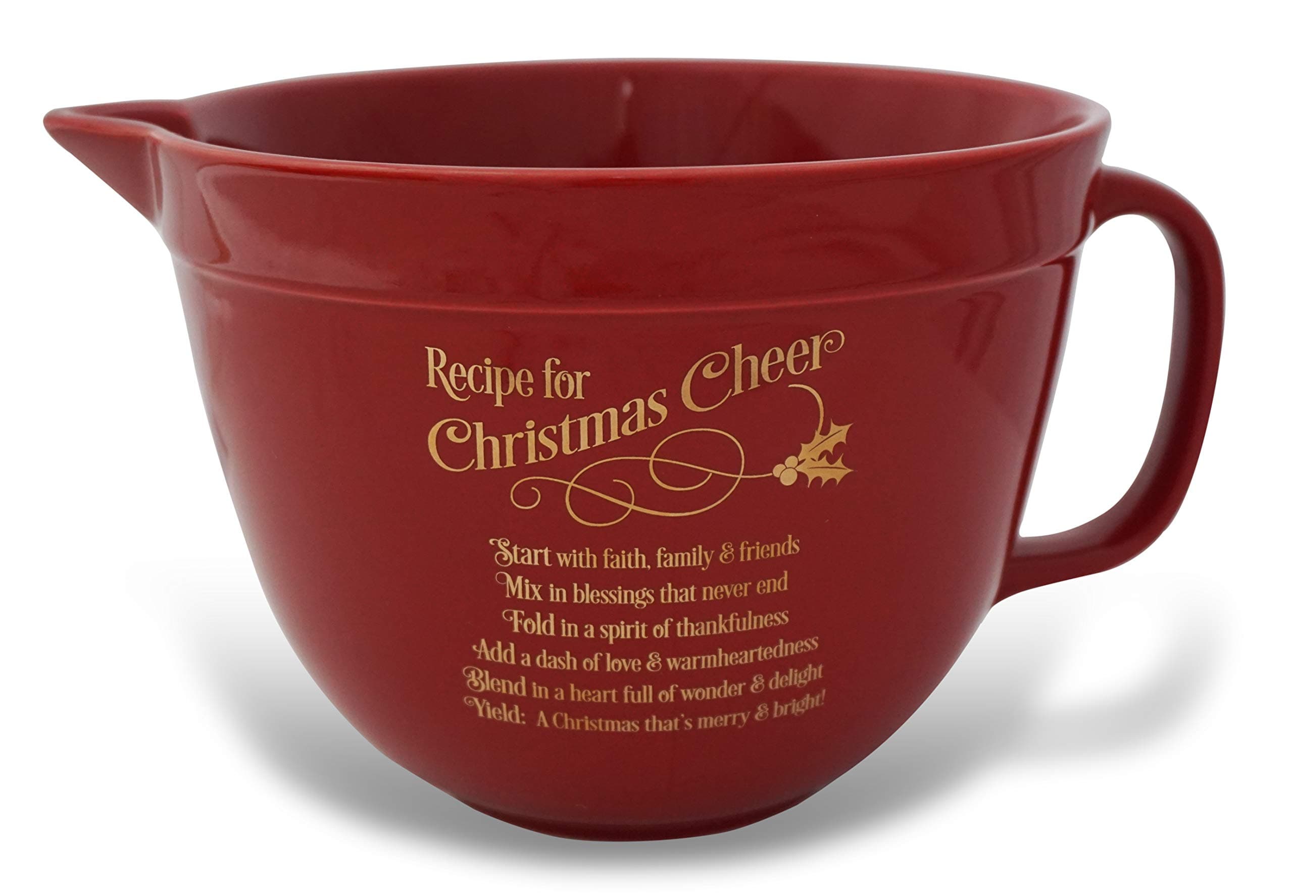 Abbey + CA Gift Fun Express Christmas Cheer Mixing Bowl - 7.5" x 7.5" x 5.75" | Ceramic | Red, 1 pc