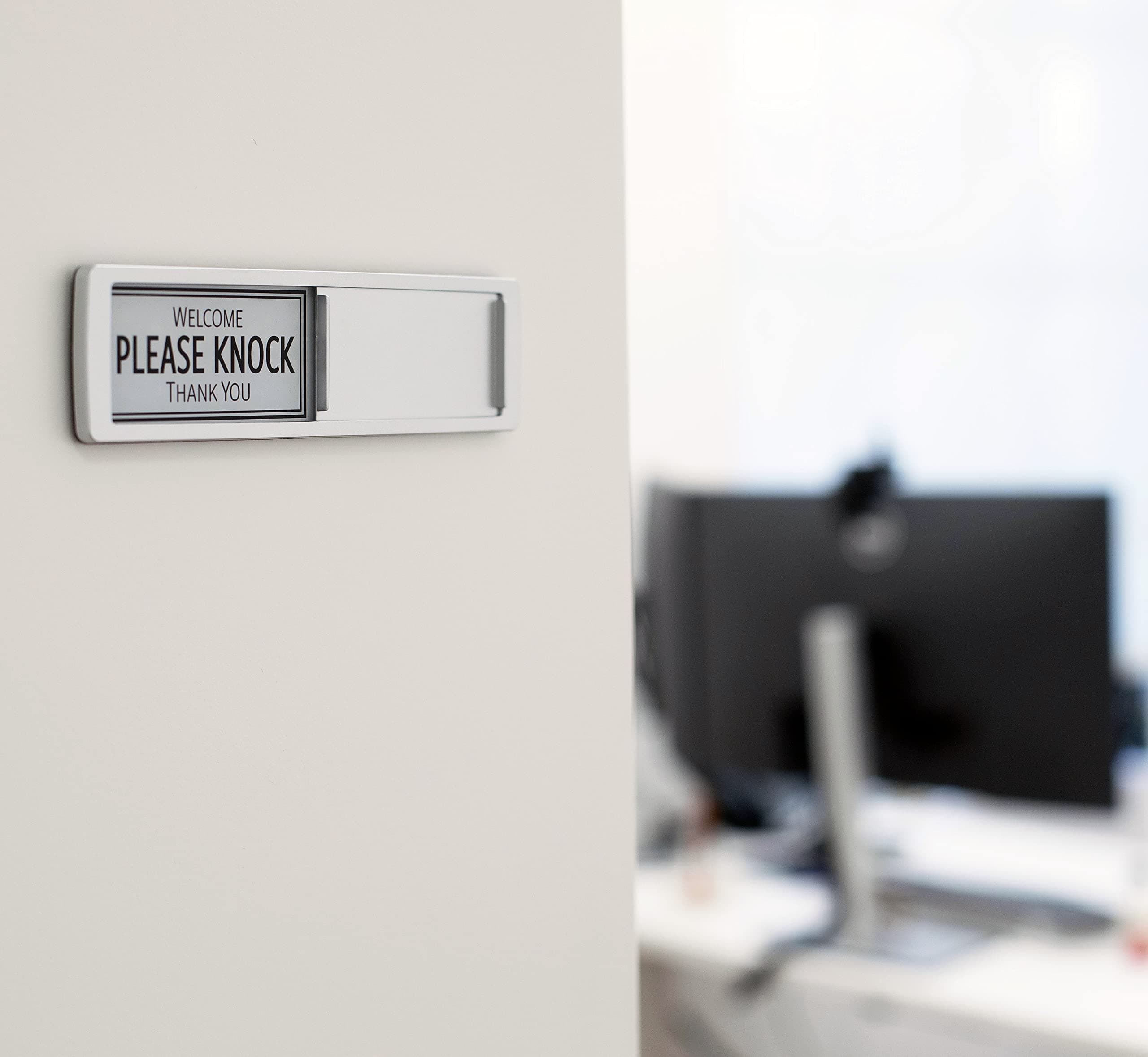 Black & White Please Do Not Disturb Sign, Welcome Please Knock Office Decor, Do Not Disturb Door Hanger Sign Alternative, In a Meeting Signs for Office Doors, 7x2 Meeting in Progress Signs