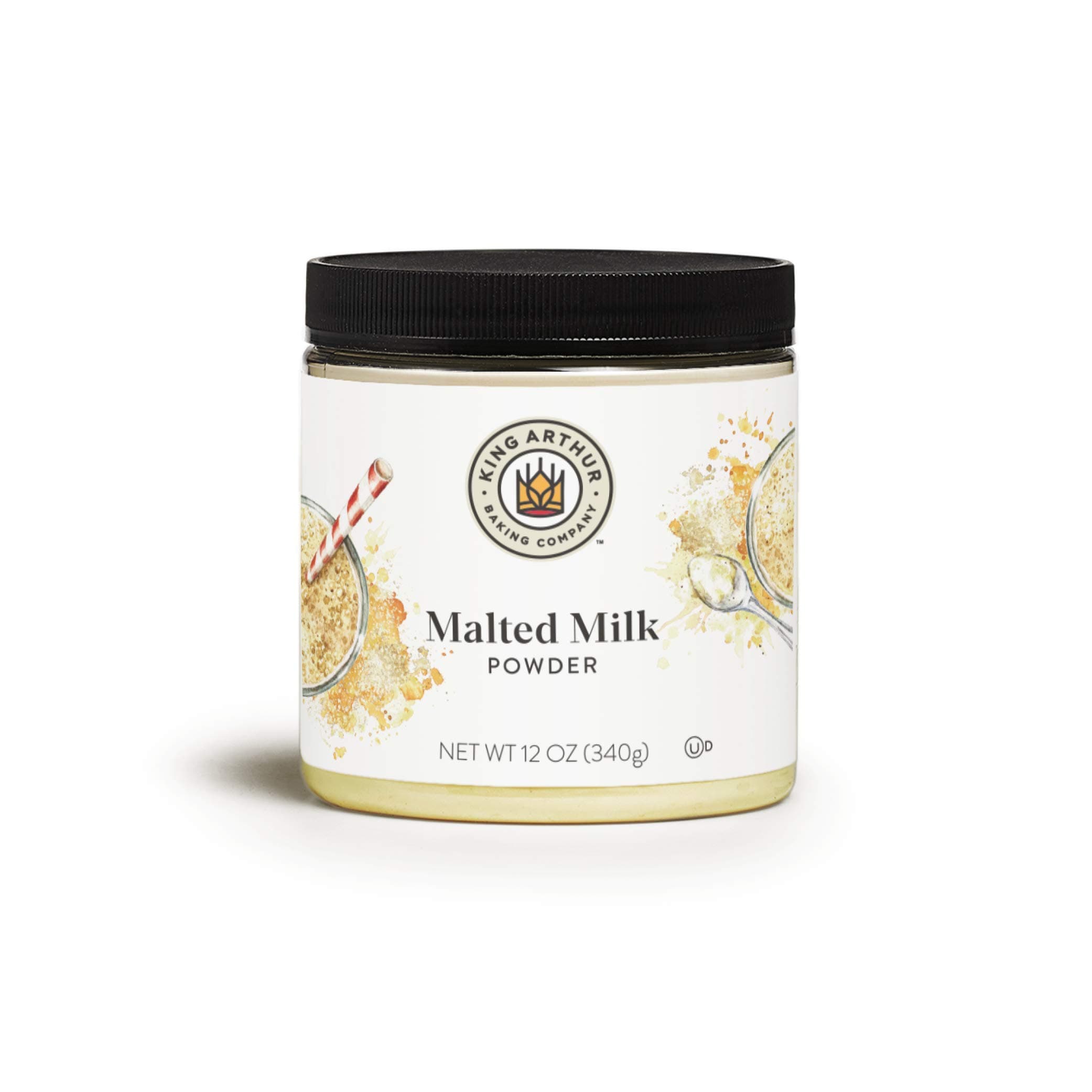 Malted Milk Powder: Premium Baking Ingredient for Classic Diner-Style Sweetness, Ideal for Milkshakes, Pancakes, and Waffles - 12 oz Jar of Authentic Malt Flavor Enhancer