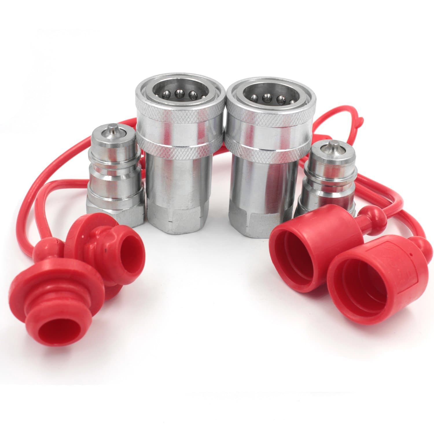 2 Sets of 1/2" NPT ISO7241-A hydraulic Quick Connect Couplings Ball Fitting Female and Male with Dust Caps Compatible Parker 6600 Series