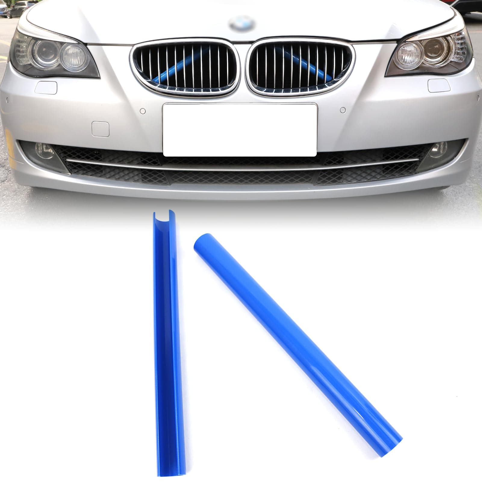 F10 Grille Insert Stripes Replace Trim,for 2010-2016 BMW 5 Series F10 F11 F18 F45 F12 F13 F01 F02 F48,V-Brace Wrap Covers Blue Grill Stripes Front Grill Insert Trims Stripes (Blue)