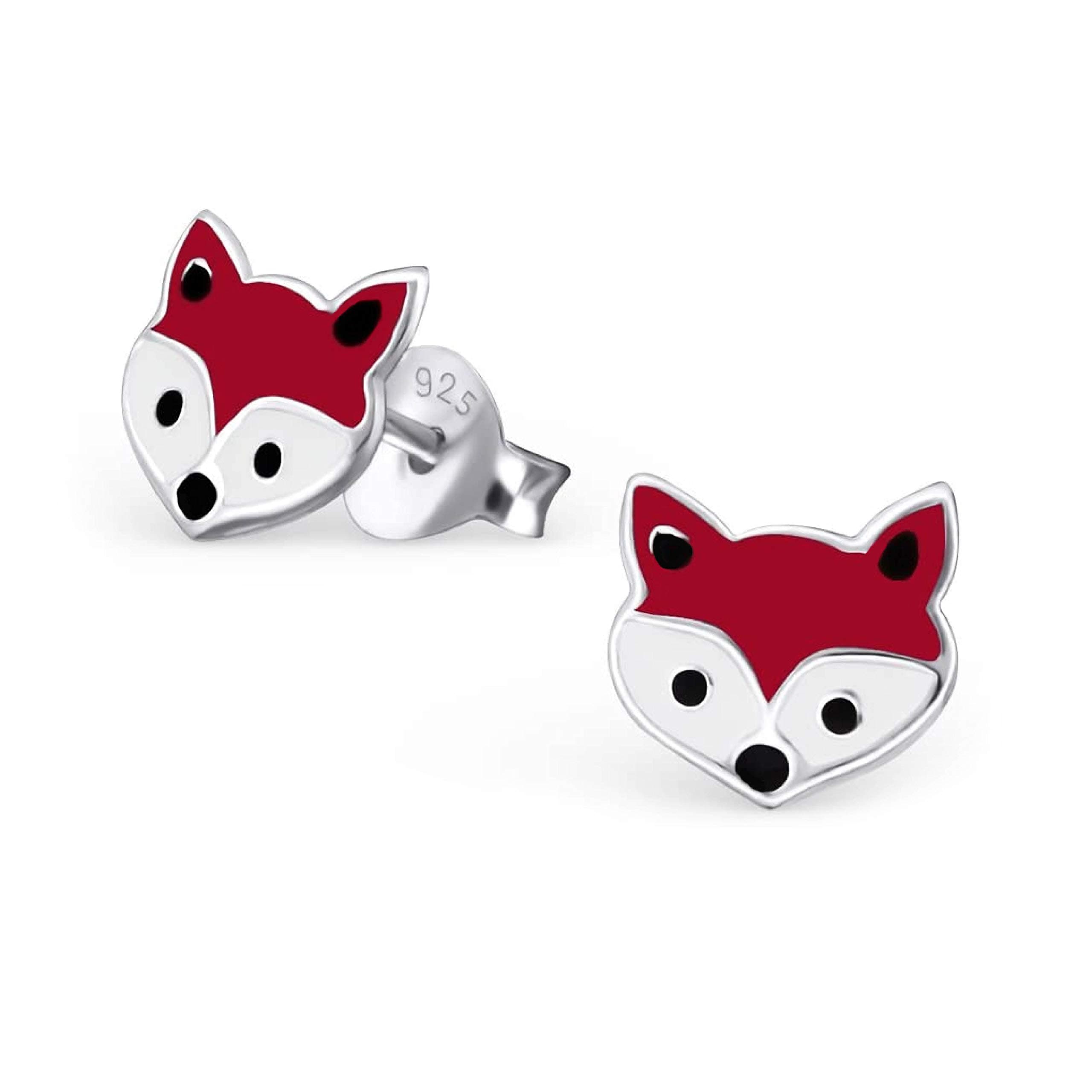 Fox Stud Earrings for Girls - 925 Sterling Silver - Animal Figures for Pierced Ears - Perfect Jewelry Gift For Daughter, Granddaughter, Niece