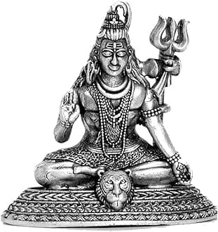 SHIJPIK 92.5 Pure Silver Mahadevji Idols (5x5 cm), Home Decor,Silver Idols of Gods, Murti, Suitable to Store in Pooja Room, Office, Home/Best for Gifting/Shivji - VIS0052